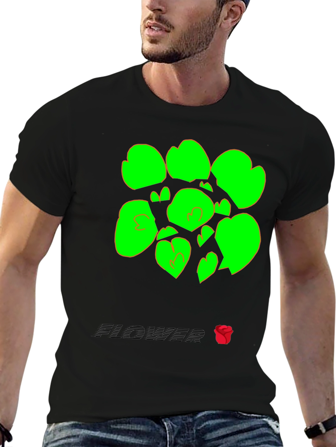 Abstract Flower Graphic Tee - Black