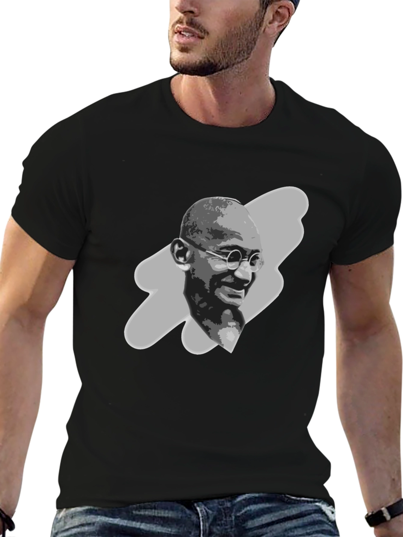 Gandhi Portrait Graphic Tee - Black T-Shirt