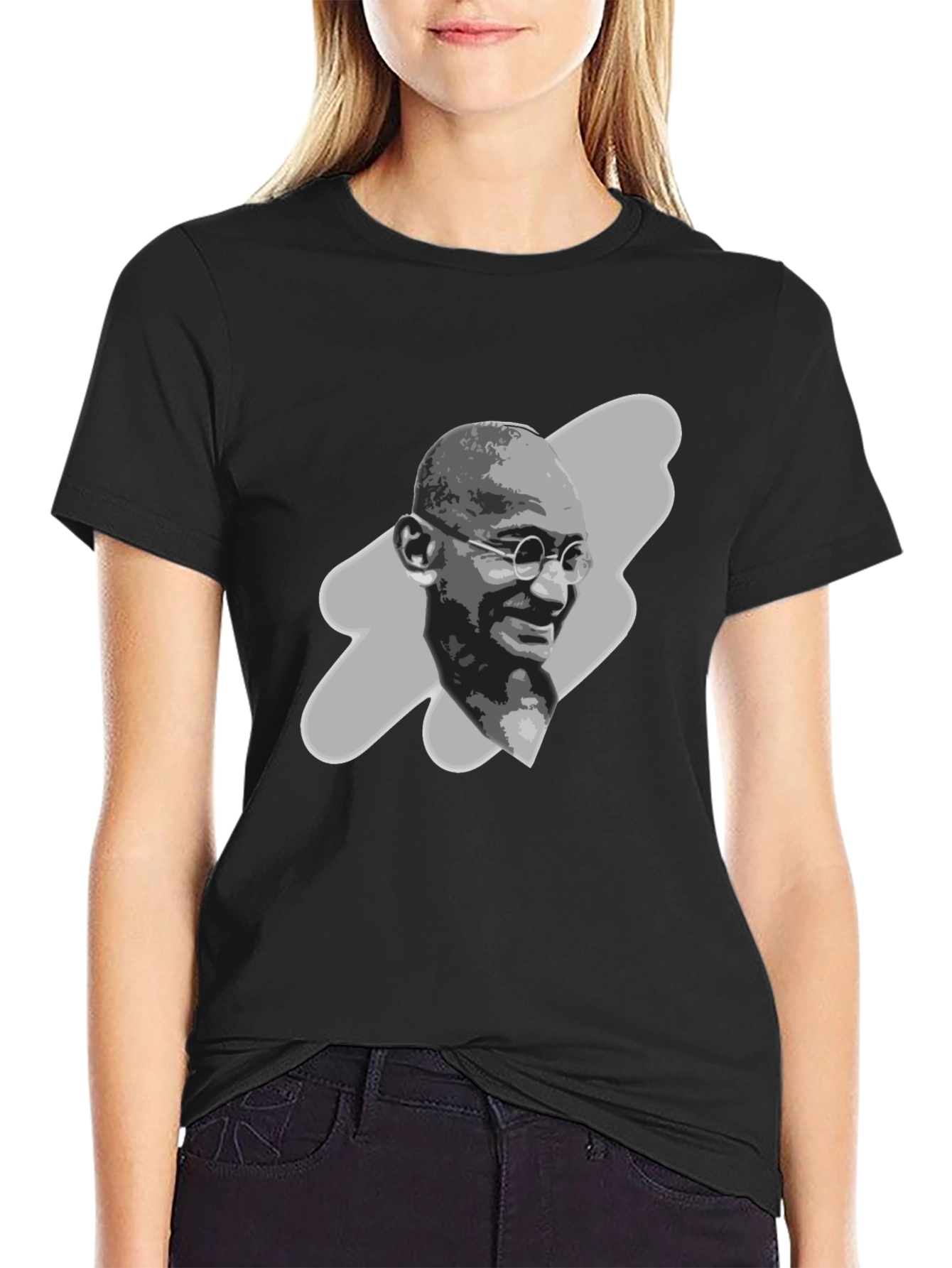 Gandhi Portrait Graphic Tee - Black T-Shirt