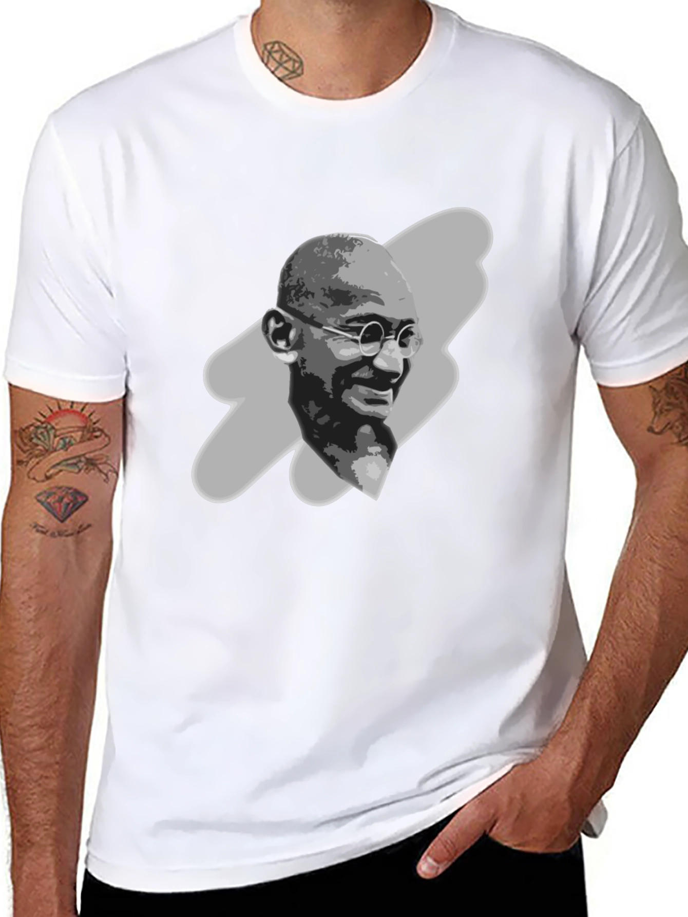 Gandhi Portrait Graphic Tee - Black T-Shirt
