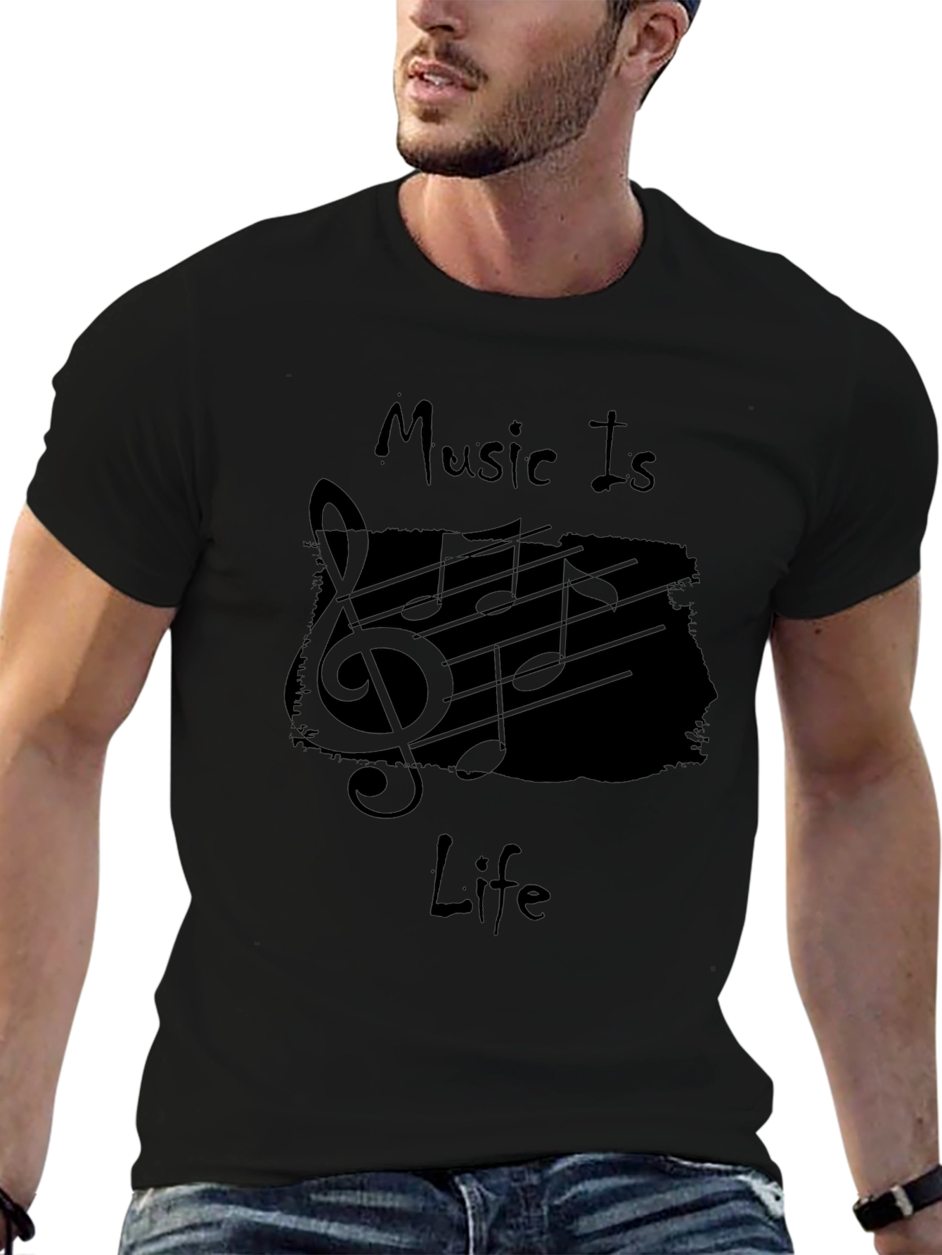Music Is Life Black Graphic Tee