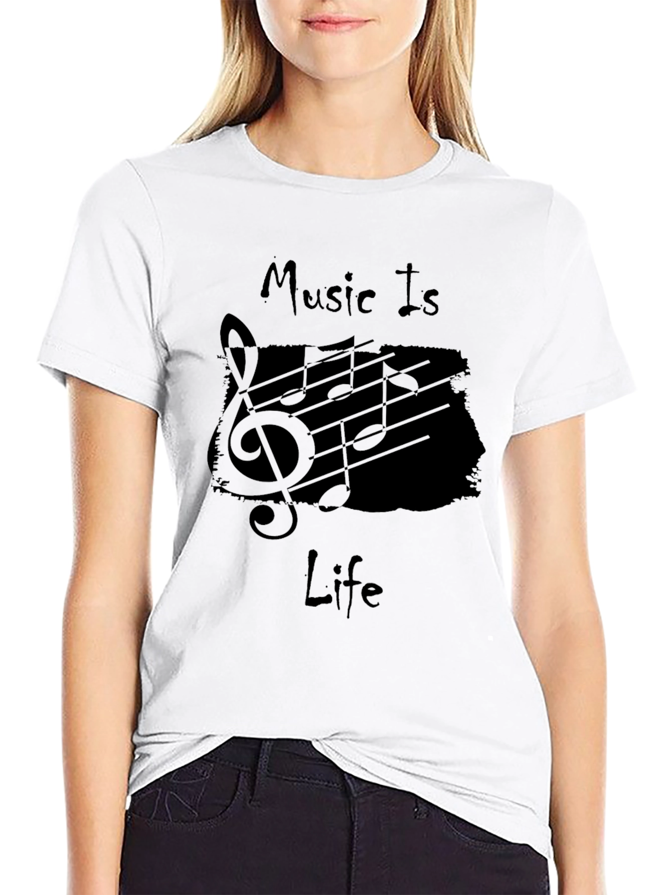 Music Is Life Black Graphic Tee