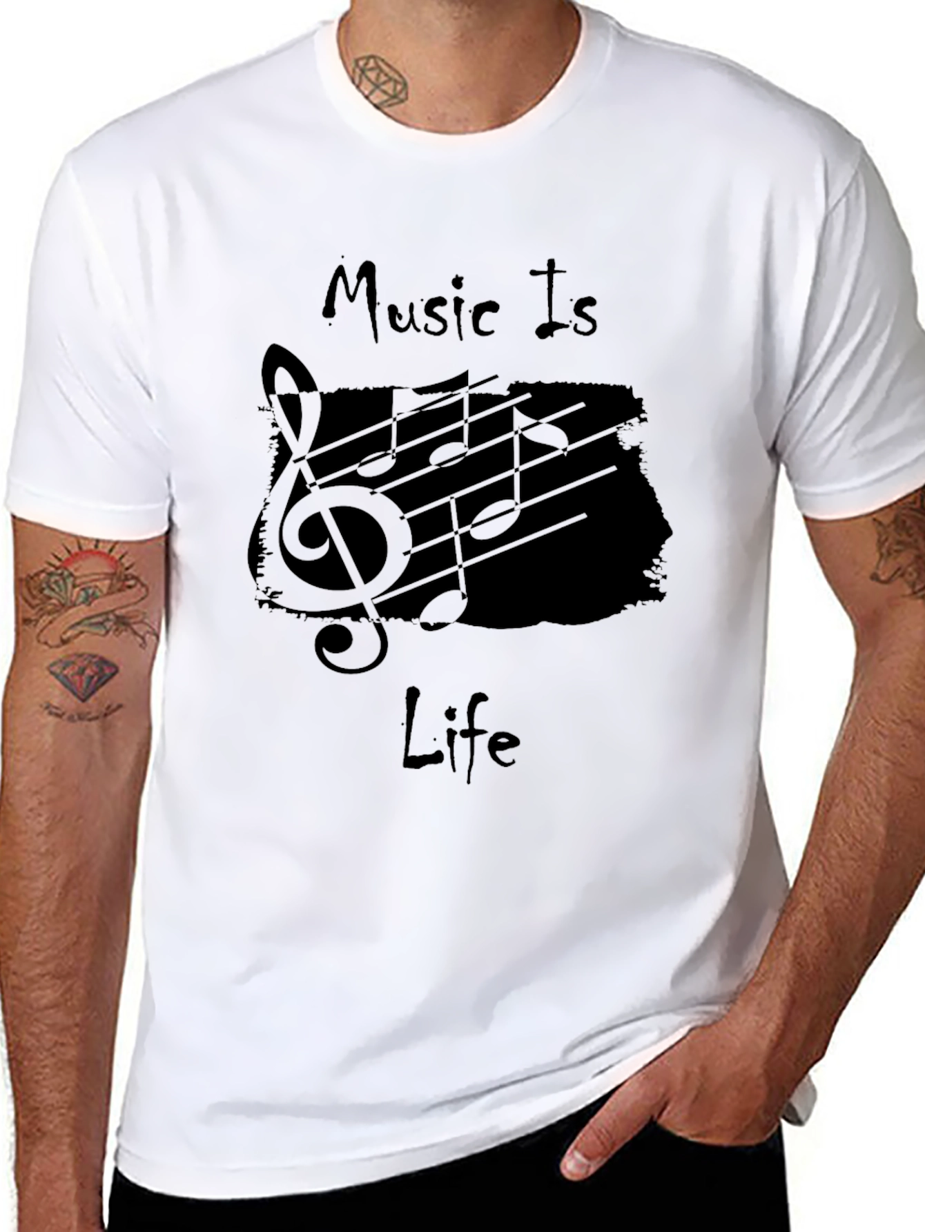 Music Is Life Black Graphic Tee