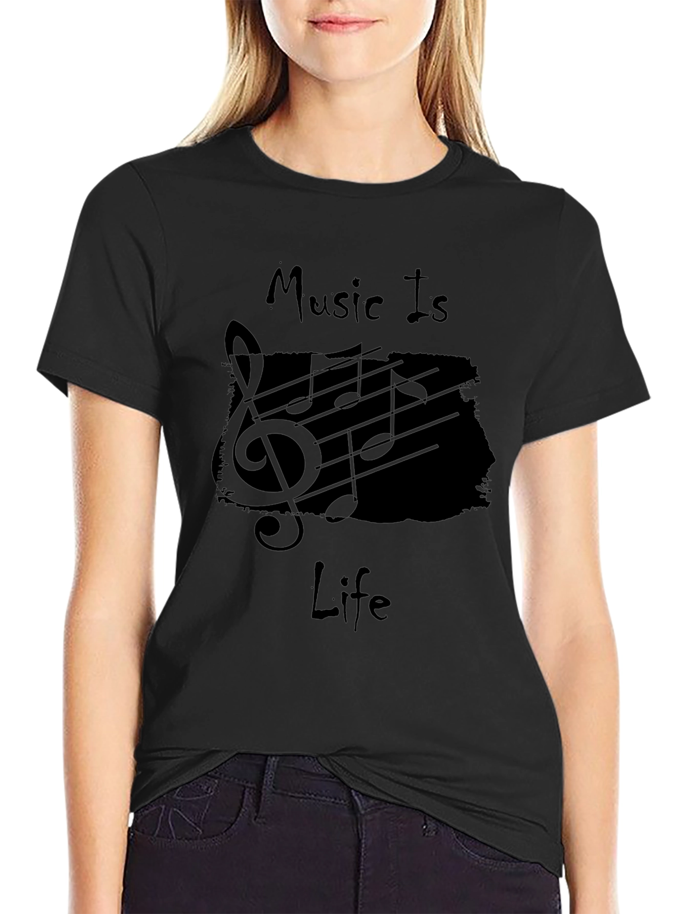 Music Is Life Black Graphic Tee