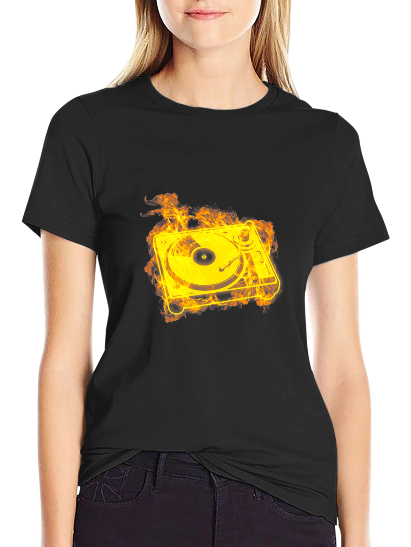 Fiery Turntable Graphic Tee - Black