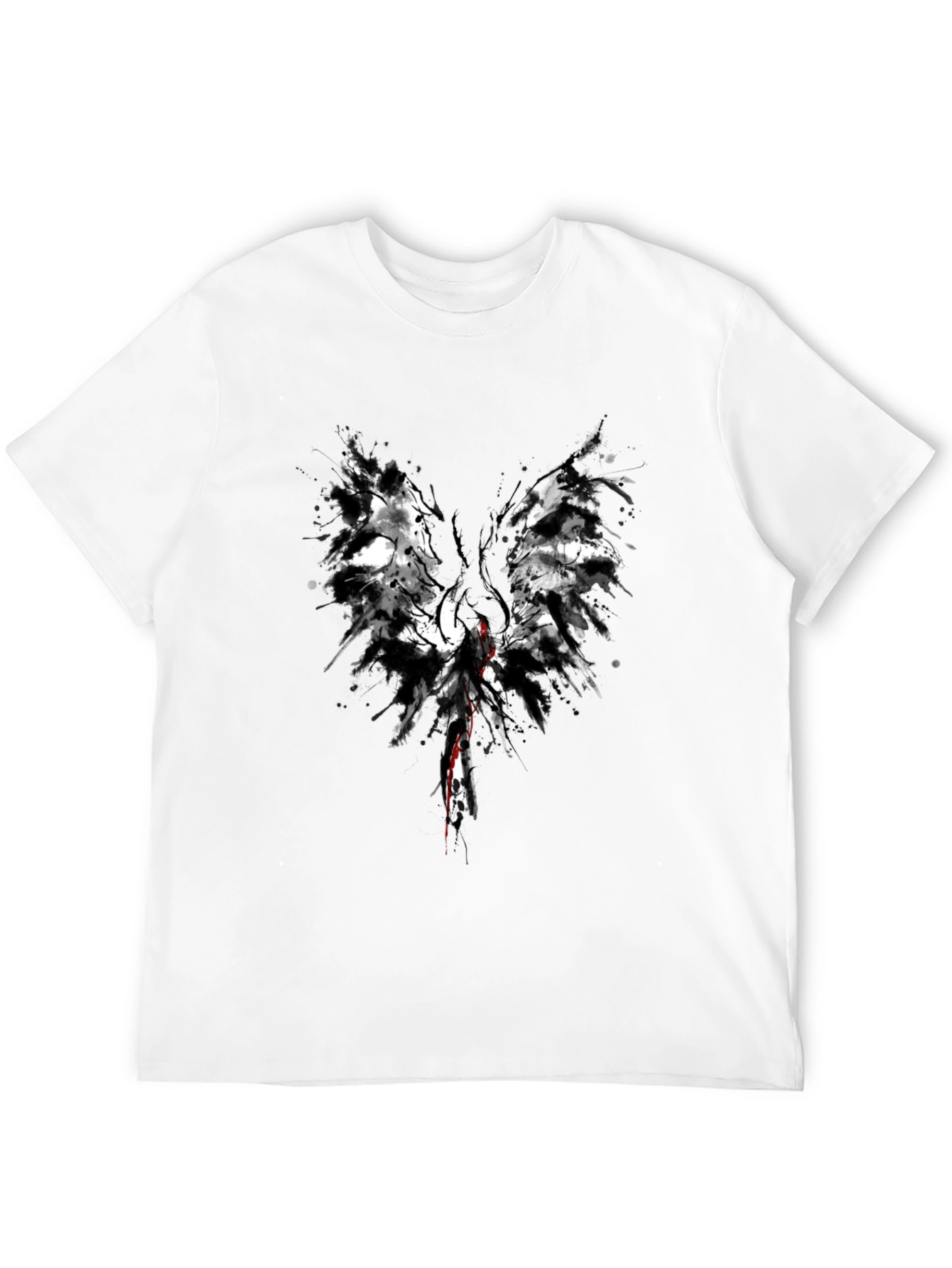 Abstract Winged Graphic Tee - Black Cotton Blend