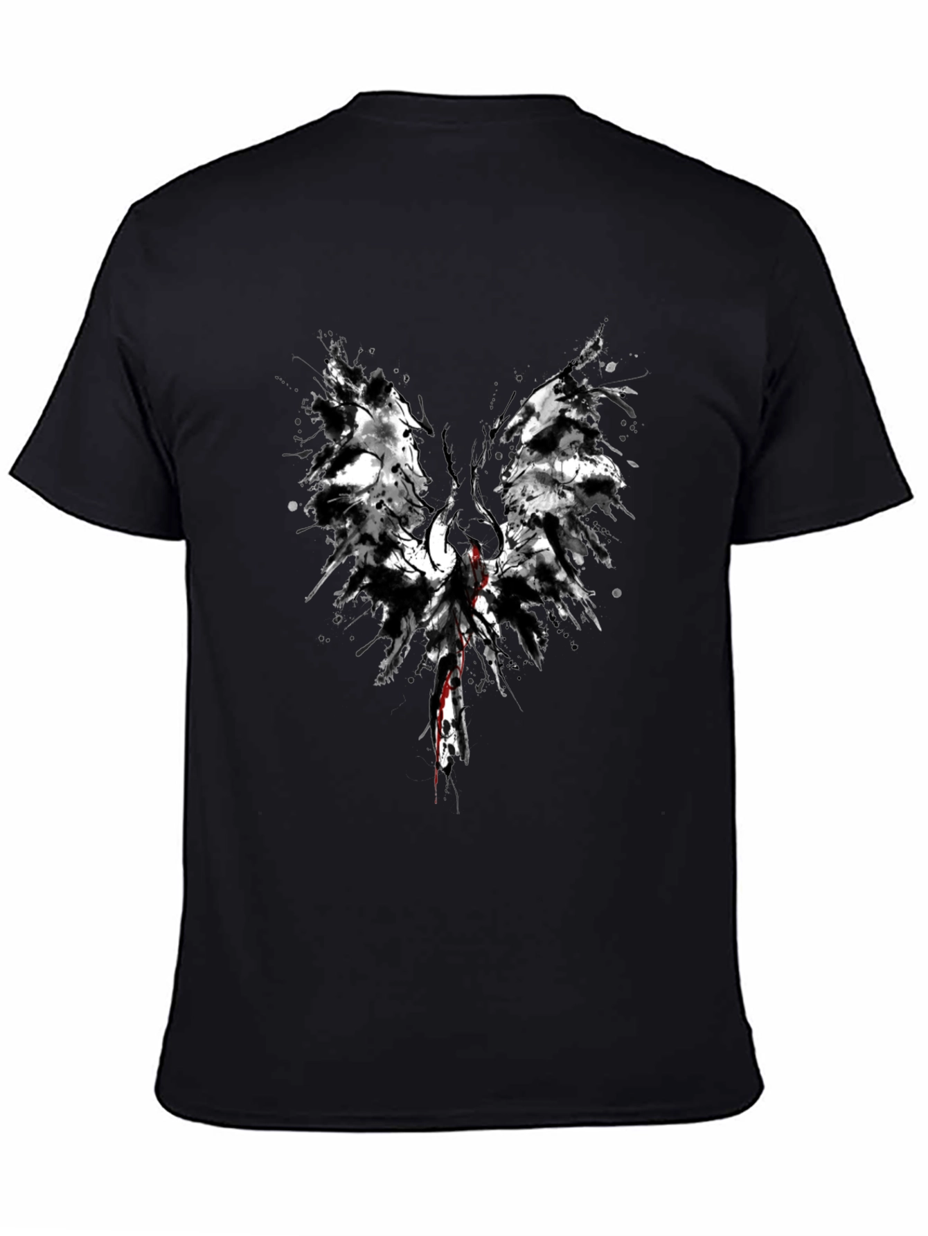Abstract Winged Graphic Tee - Black Cotton Blend