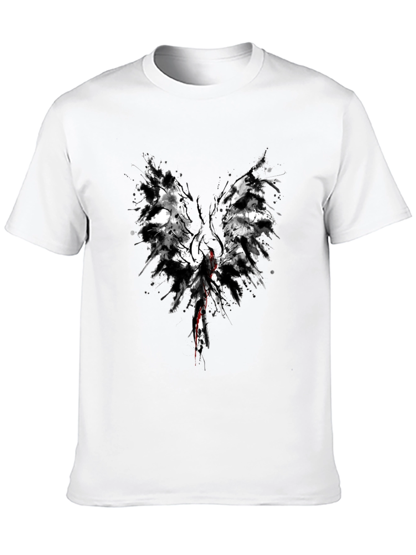 Abstract Winged Graphic Tee - Black Cotton Blend