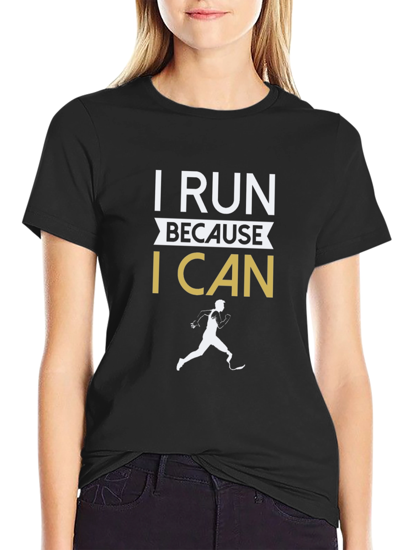 I Run Because I Can Black Graphic Tee