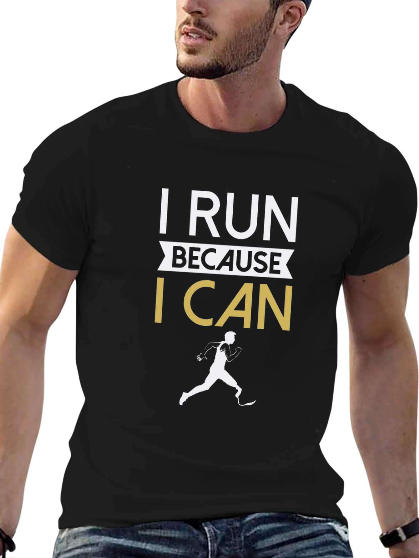 I Run Because I Can Black Graphic Tee