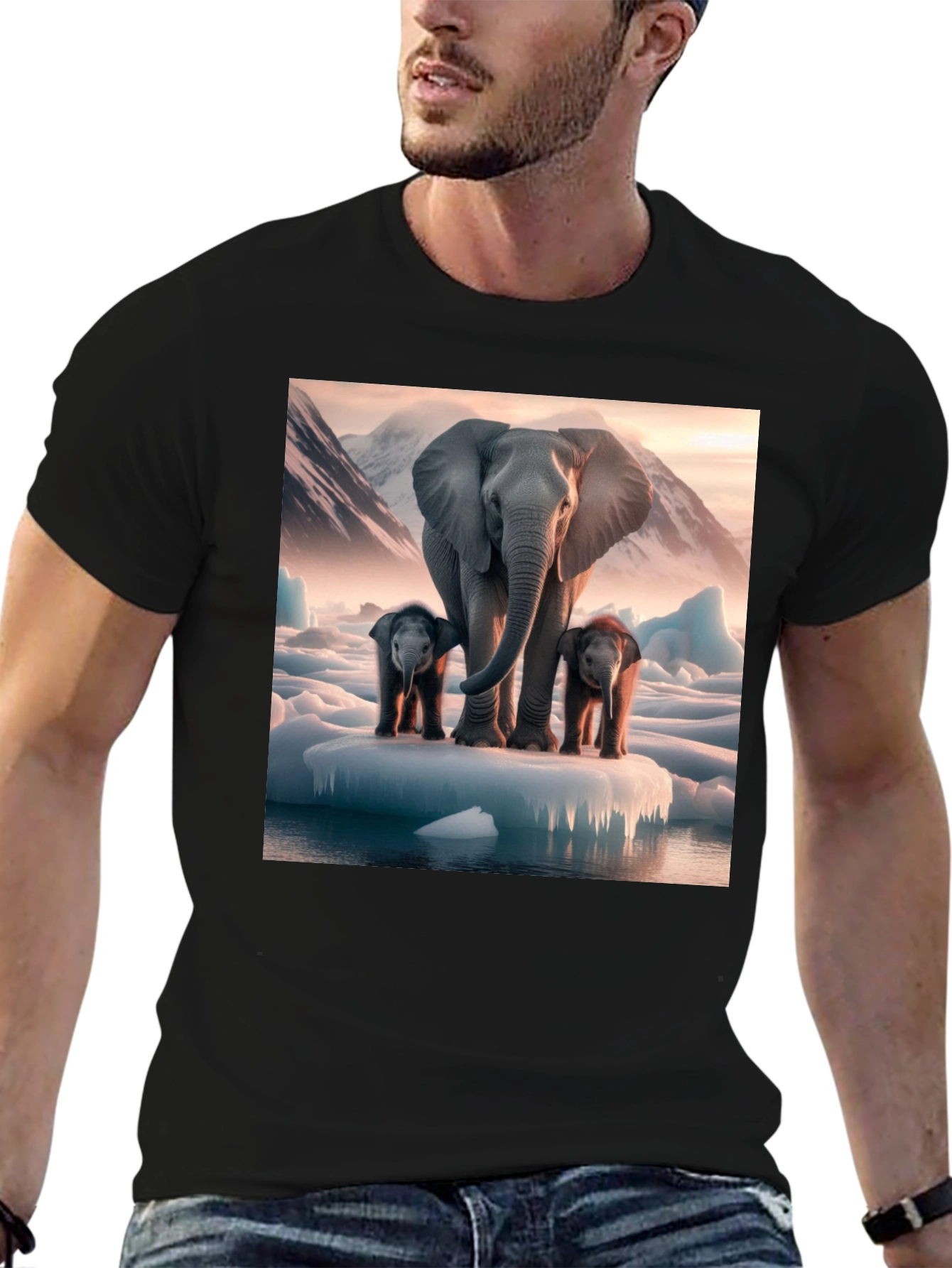 Elephant Family Iceberg Graphic Tee - Black Cotton Blend