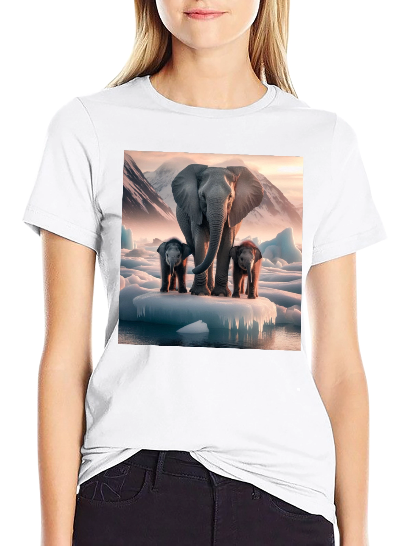 Elephant Family Iceberg Graphic Tee - Black Cotton Blend