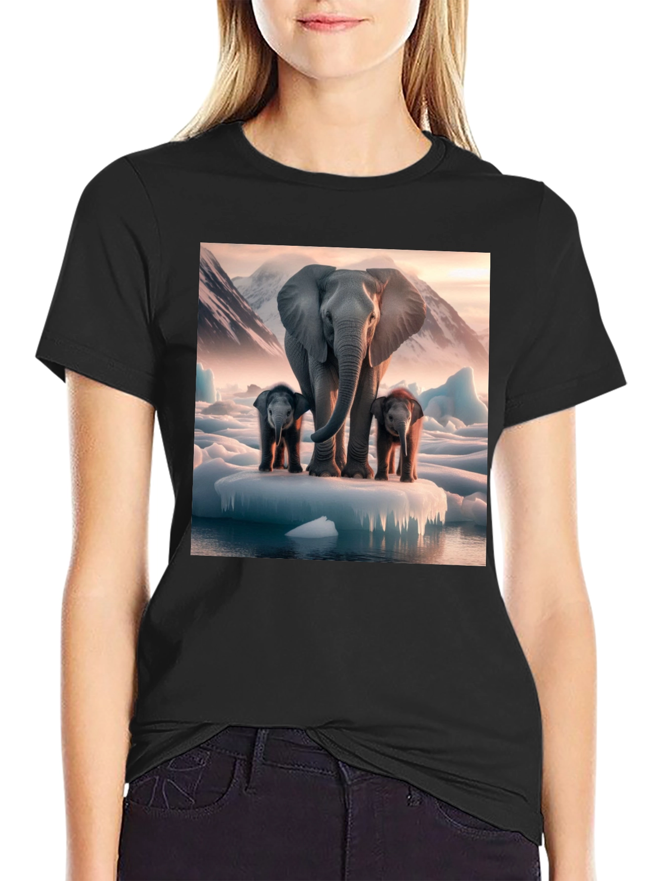 Elephant Family Iceberg Graphic Tee - Black Cotton Blend