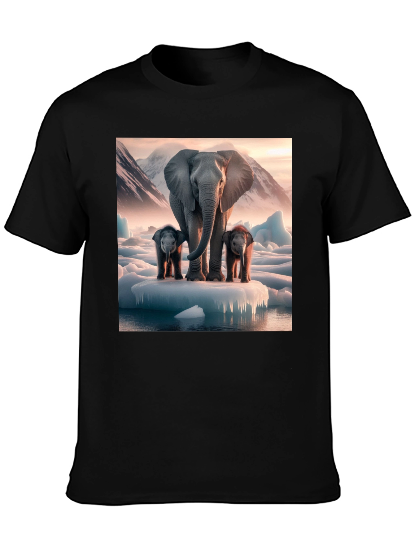 Elephant Family Iceberg Graphic Tee - Black Cotton Blend