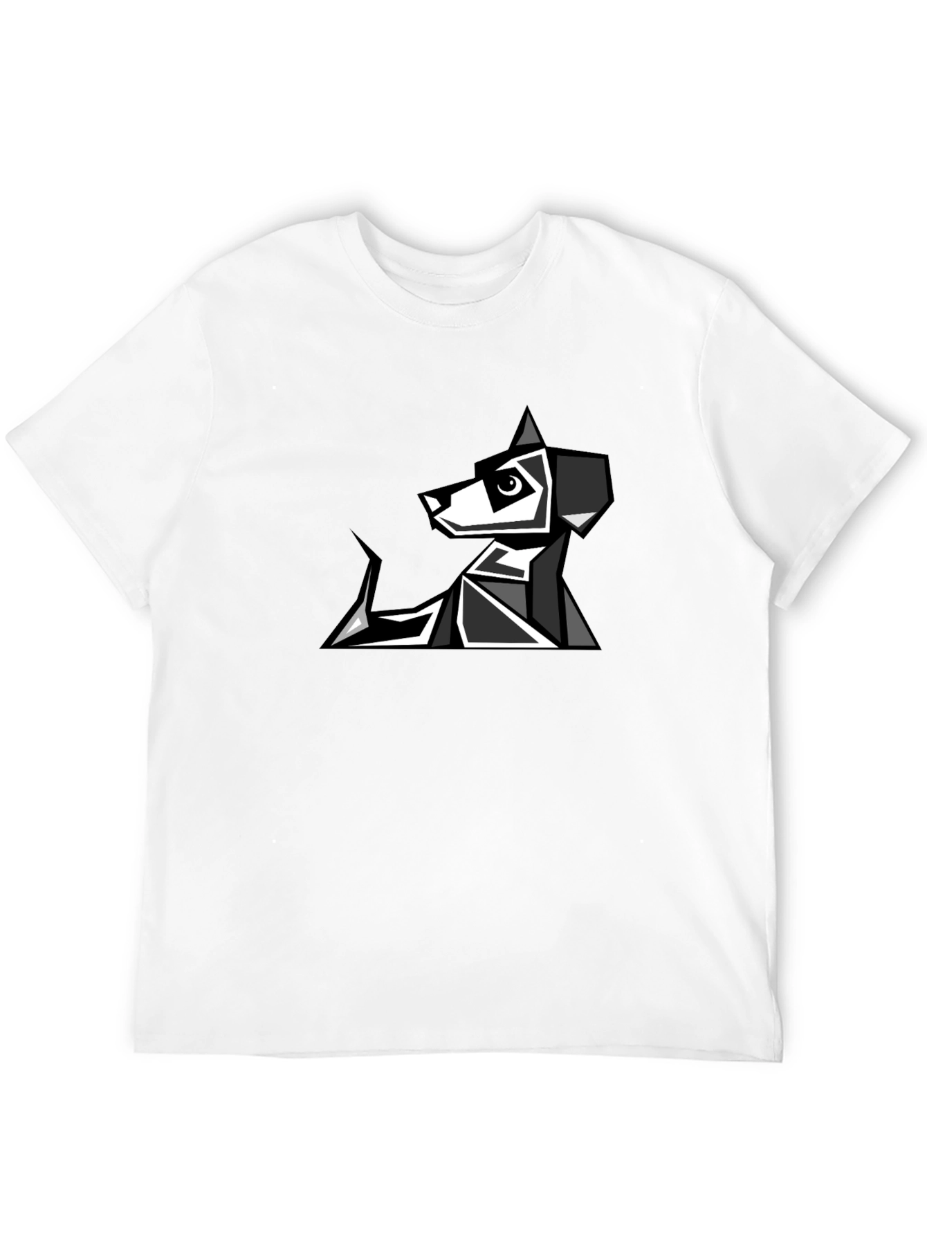Geometric Dog Graphic Tee - Modern Pet Lovers T-Shirt