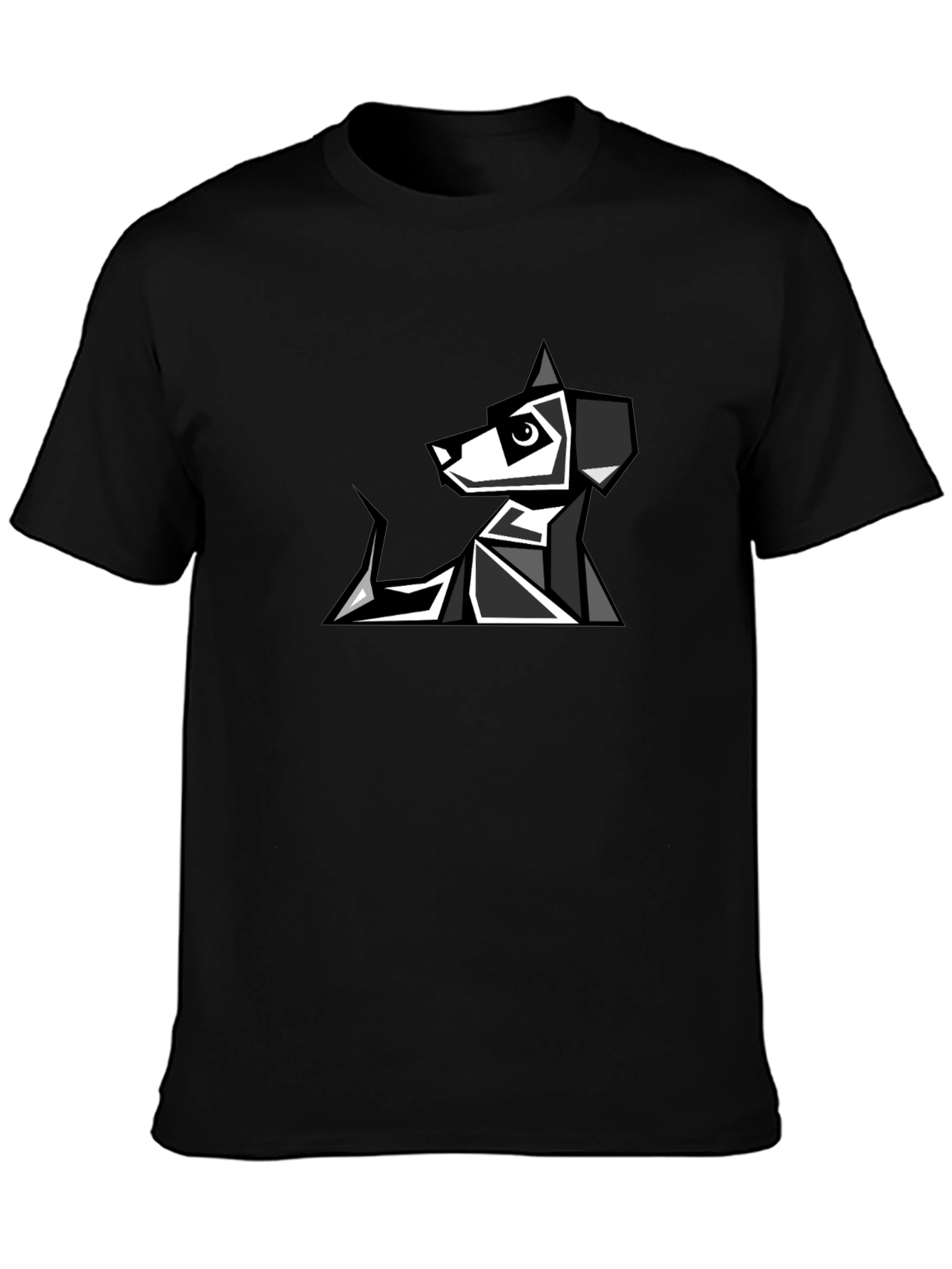Geometric Dog Graphic Tee - Modern Pet Lovers T-Shirt