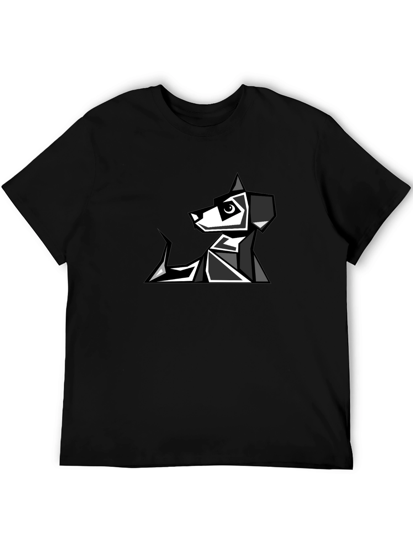 Geometric Dog Graphic Tee - Modern Pet Lovers T-Shirt