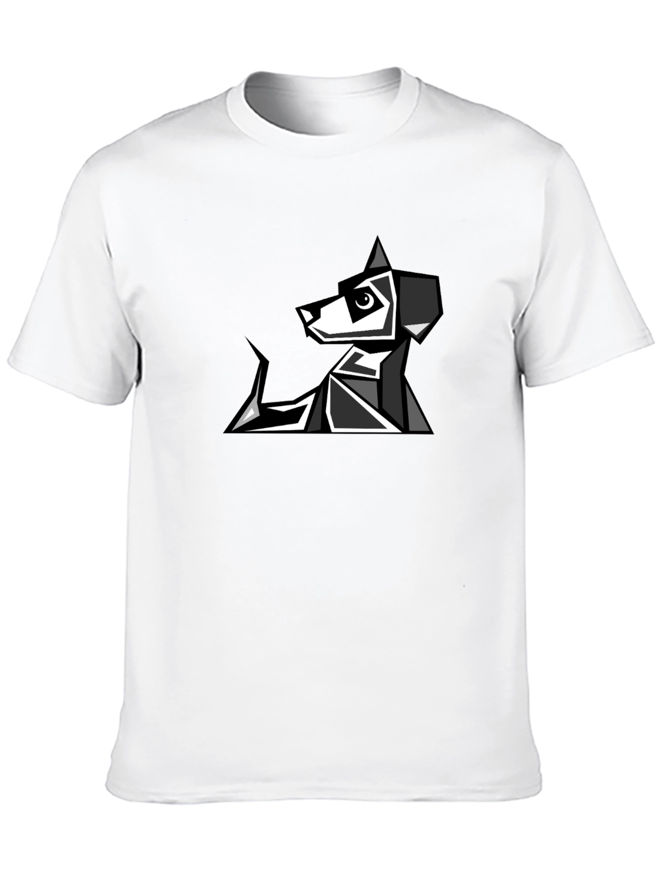 Geometric Dog Graphic Tee - Modern Pet Lovers T-Shirt