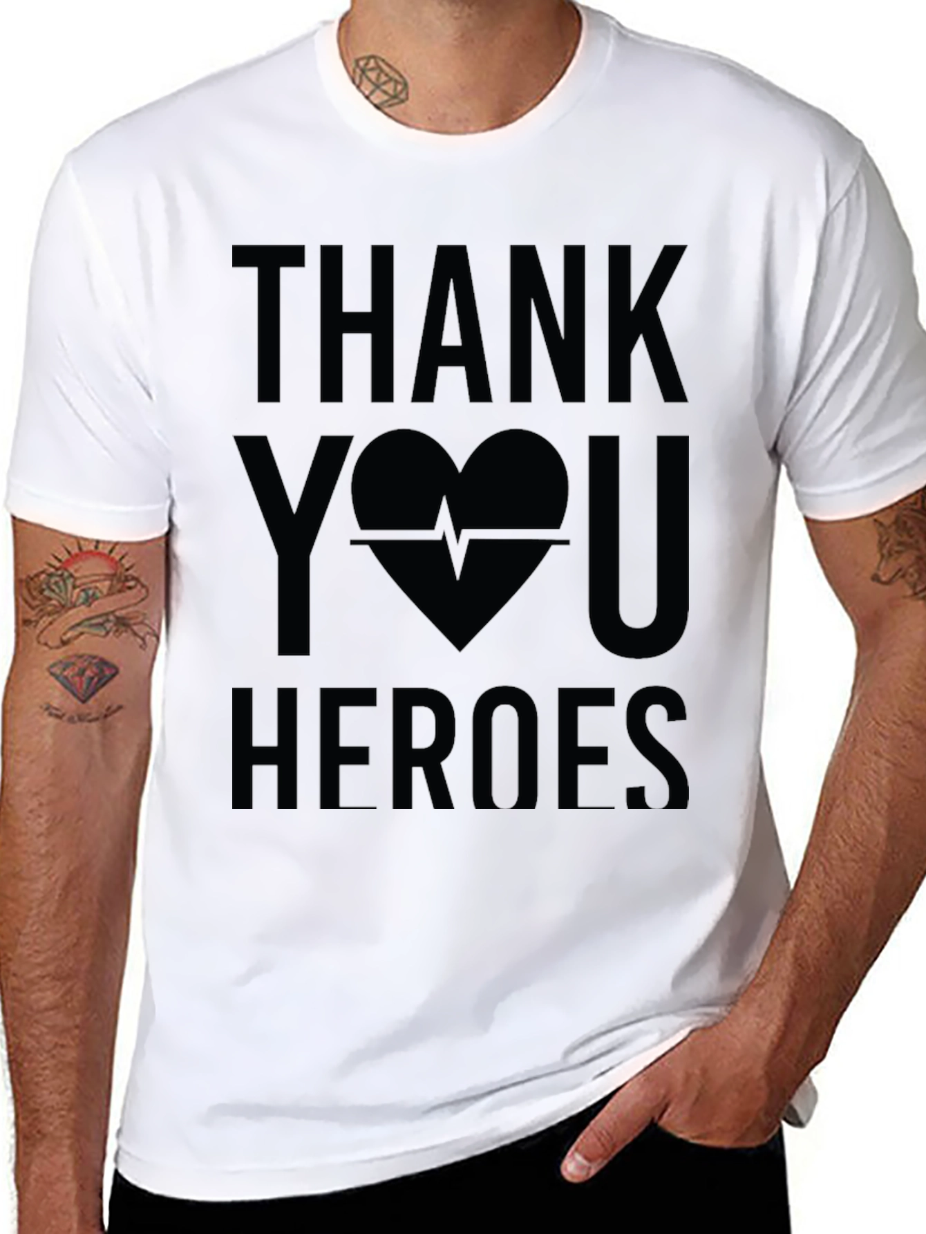 Thank You Heroes Graphic Tee - Black Cotton Shirt