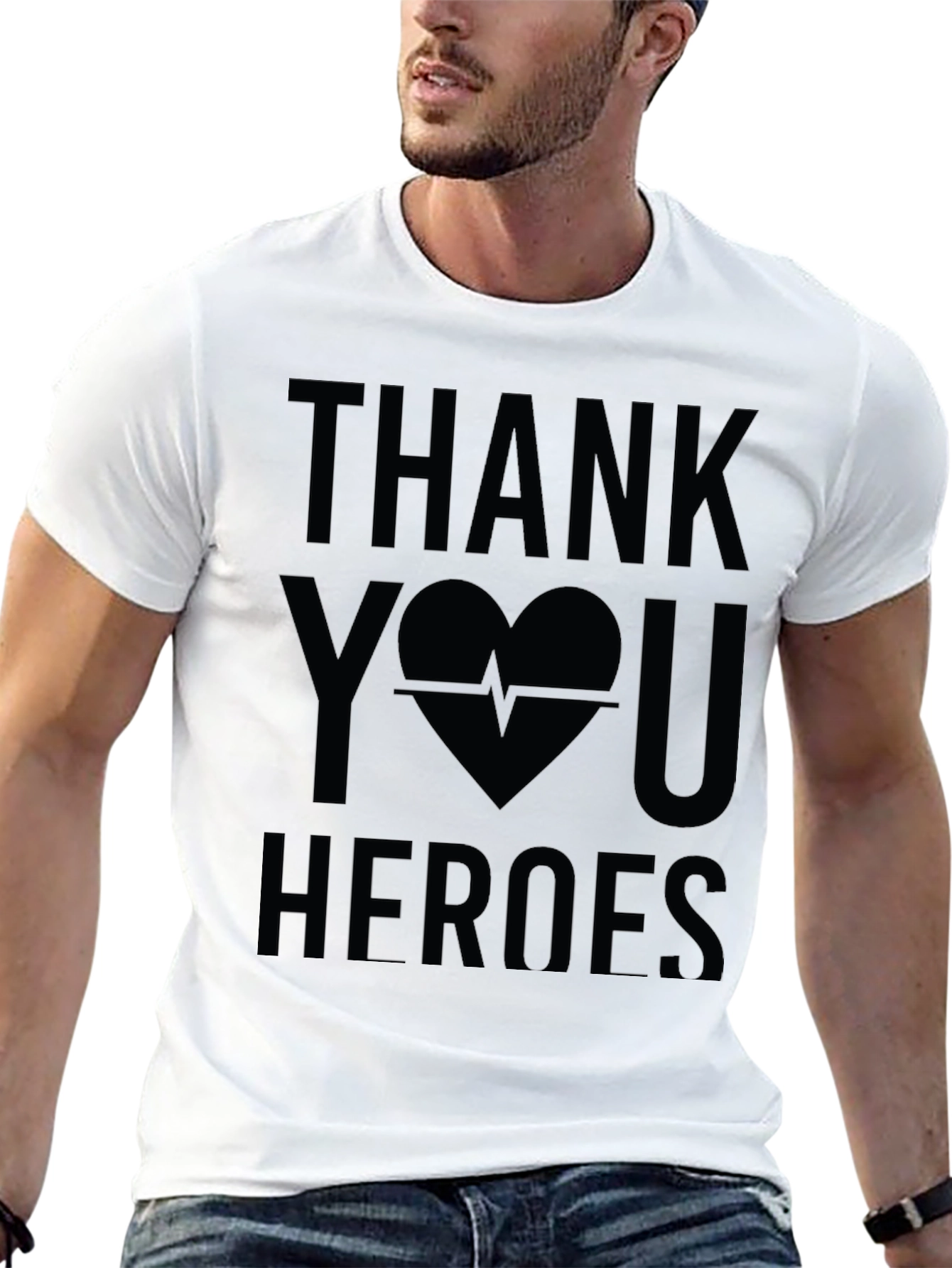 Thank You Heroes Graphic Tee - Black Cotton Shirt