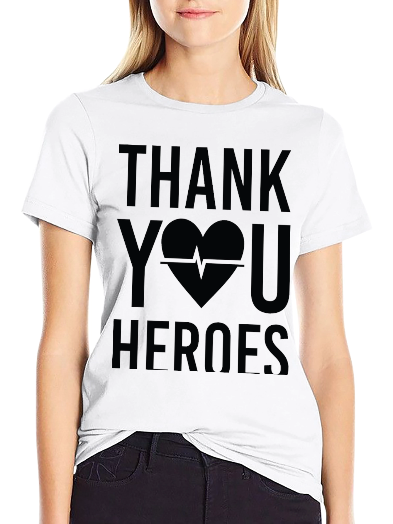 Thank You Heroes Graphic Tee - Black Cotton Shirt