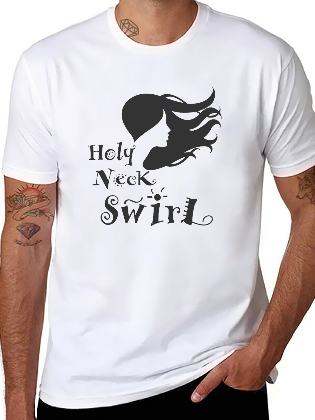 Holy Neck Swirl Graphic Tee - Black Casual Shirt