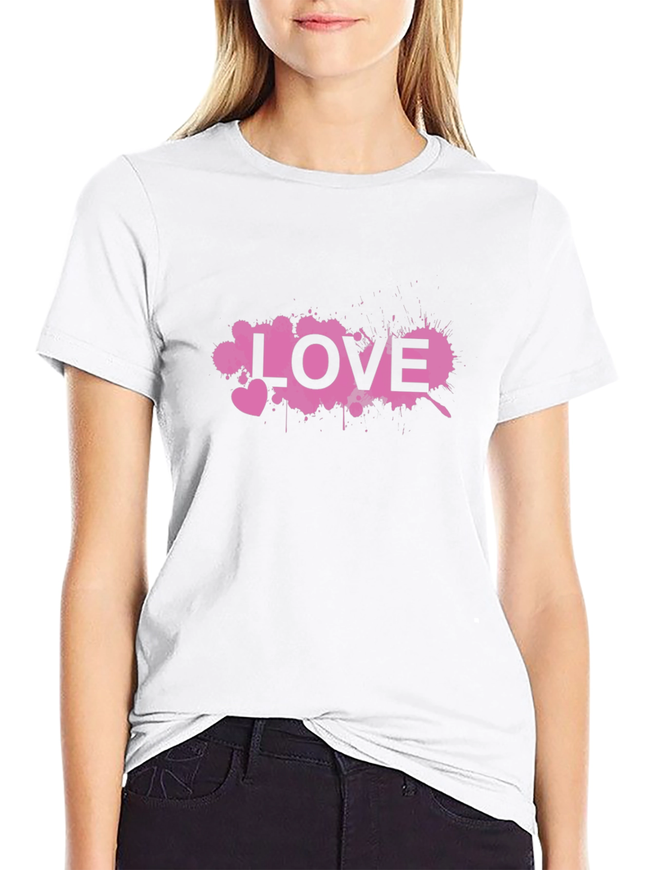 Love Splatter Graphic Black T-Shirt