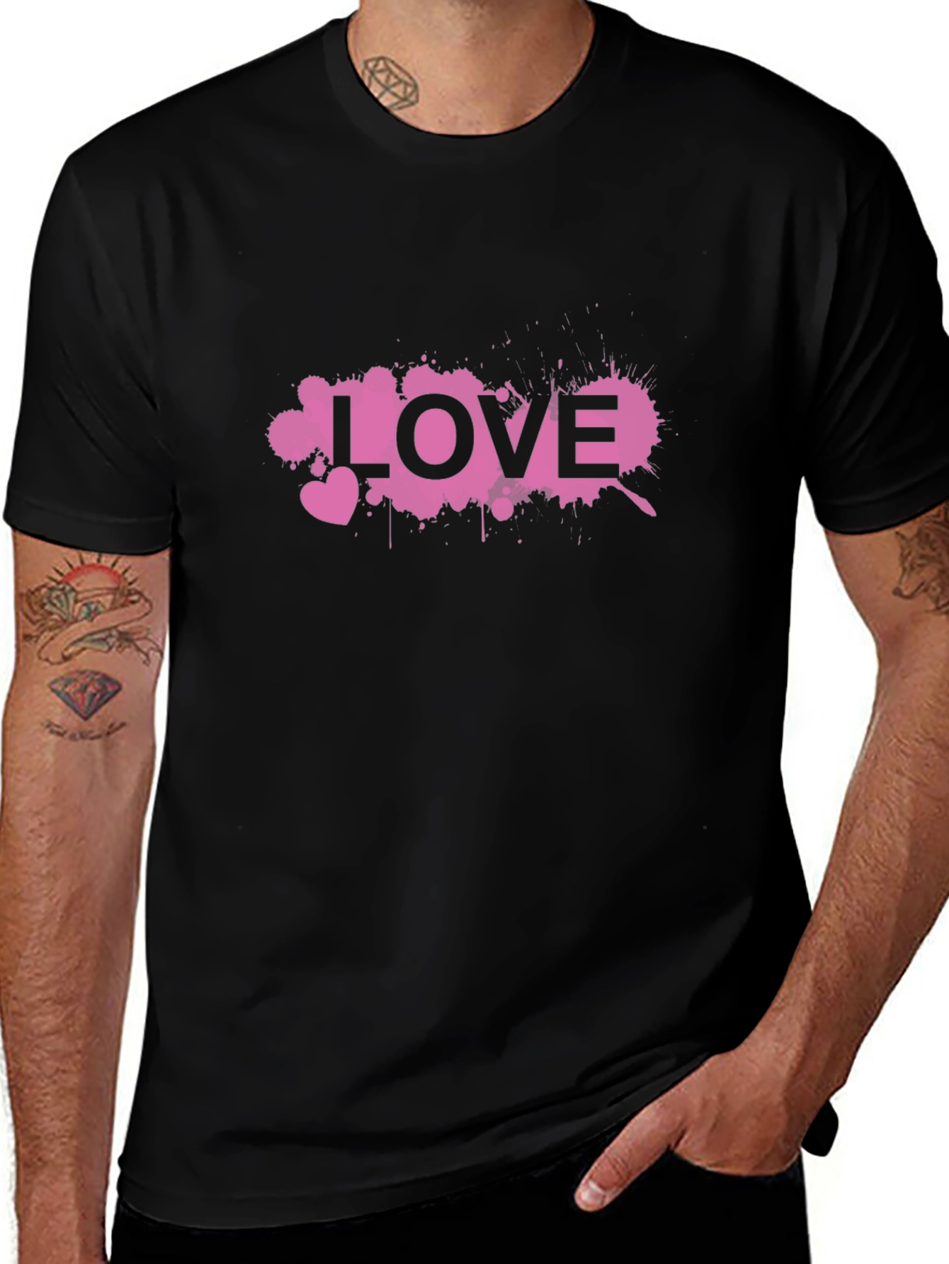 Love Splatter Graphic Black T-Shirt