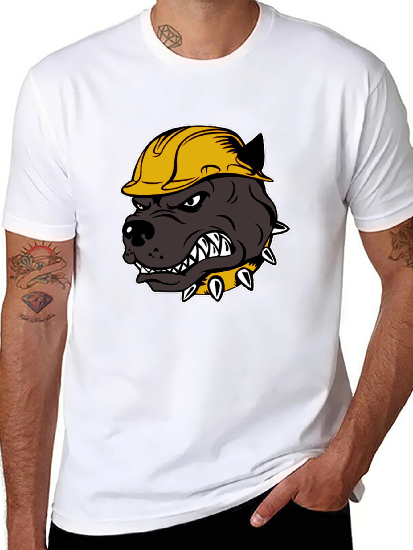 Construction Dog T-Shirt - Hard Hat Pitbull