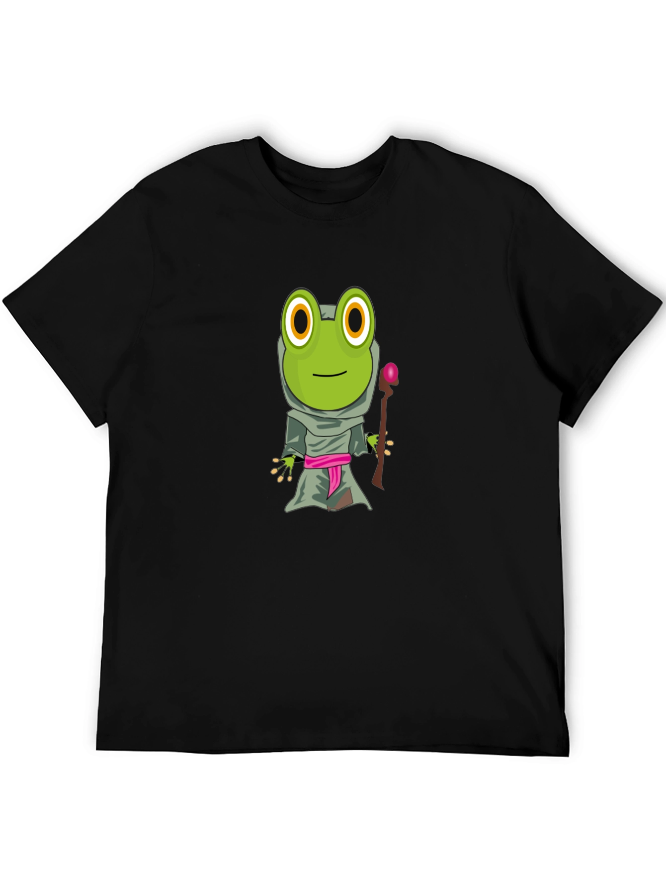 Frog Wizard Graphic Tee - Black Cotton T-Shirt