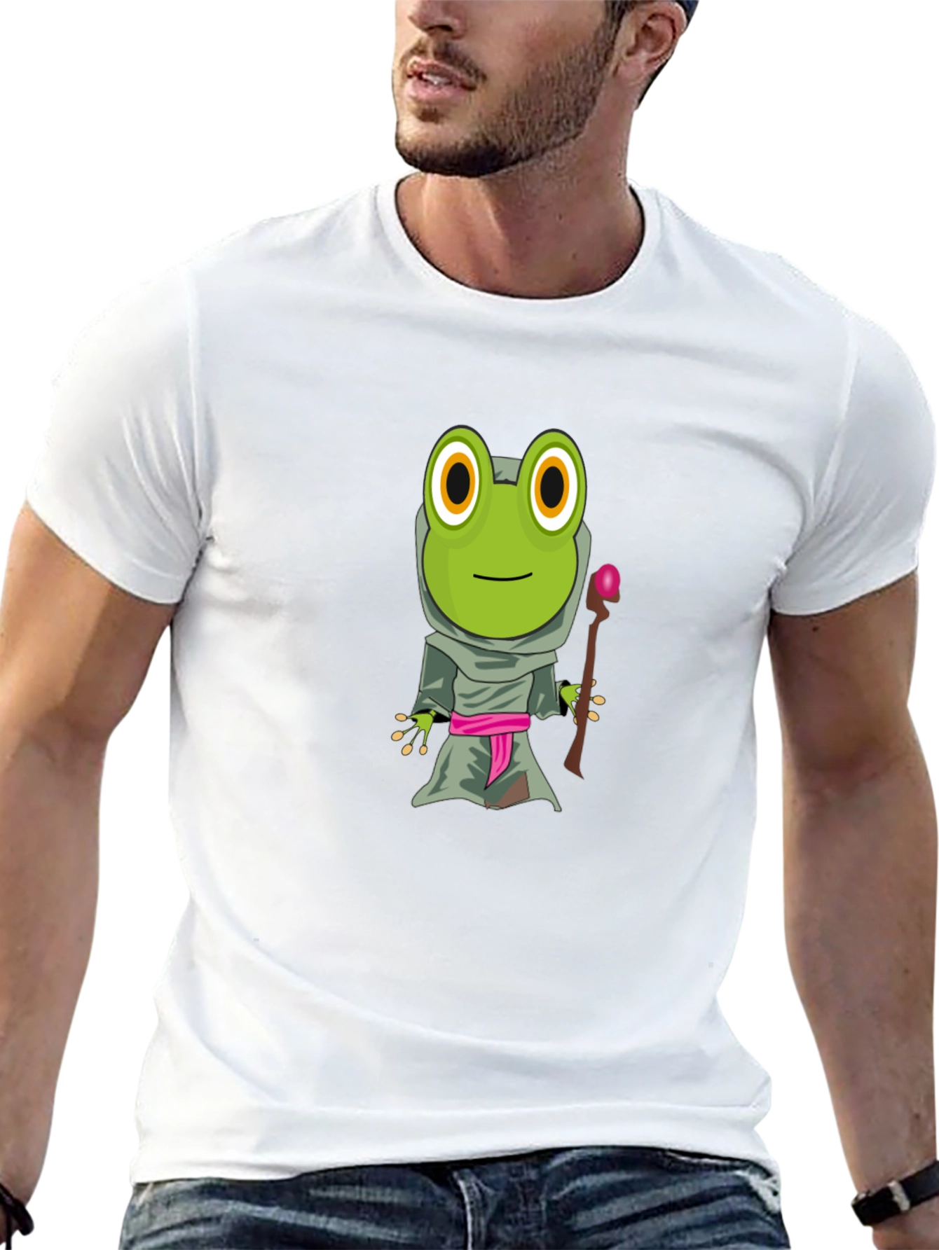 Frog Wizard Graphic Tee - Black Cotton T-Shirt