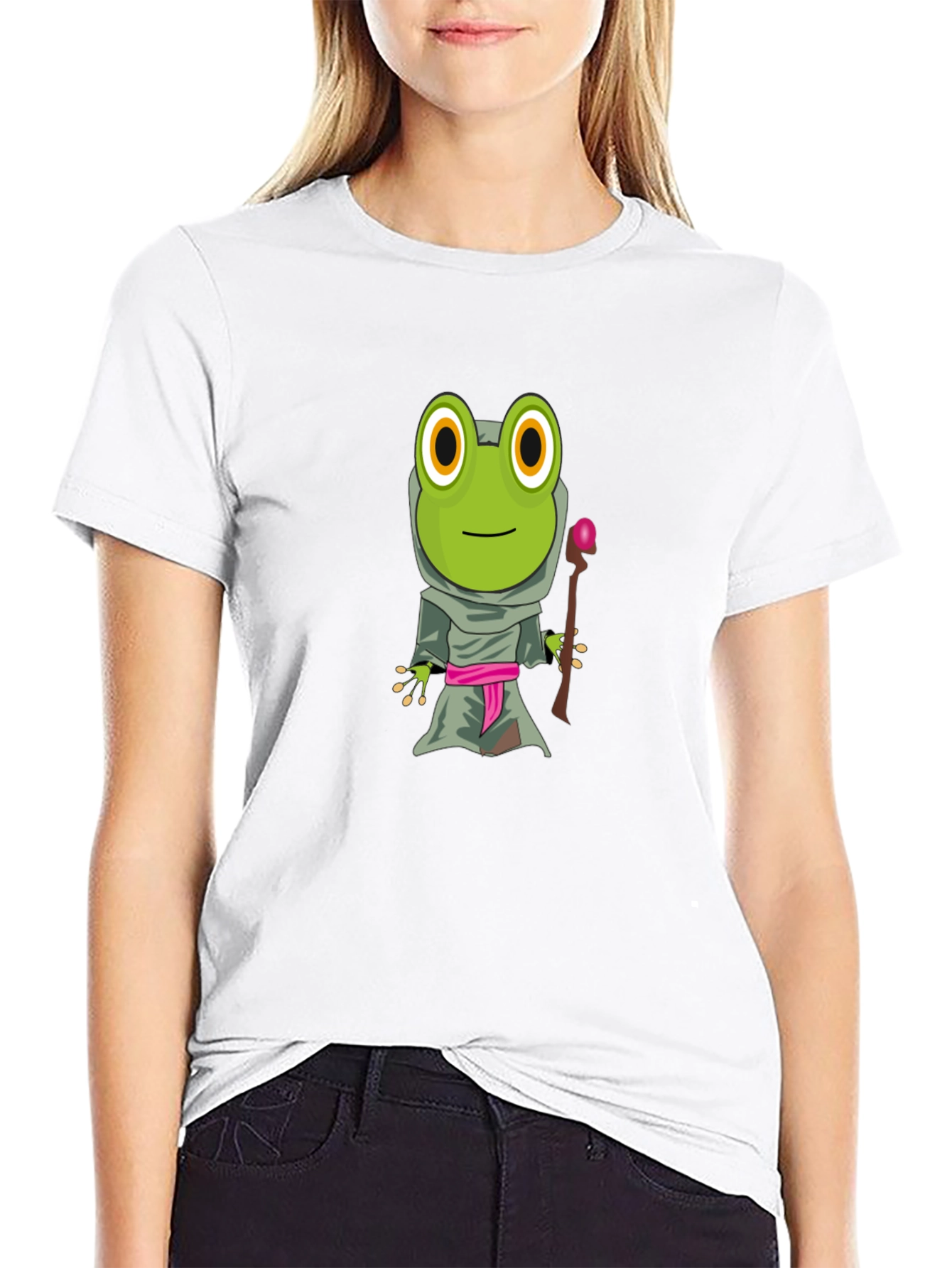 Frog Wizard Graphic Tee - Black Cotton T-Shirt