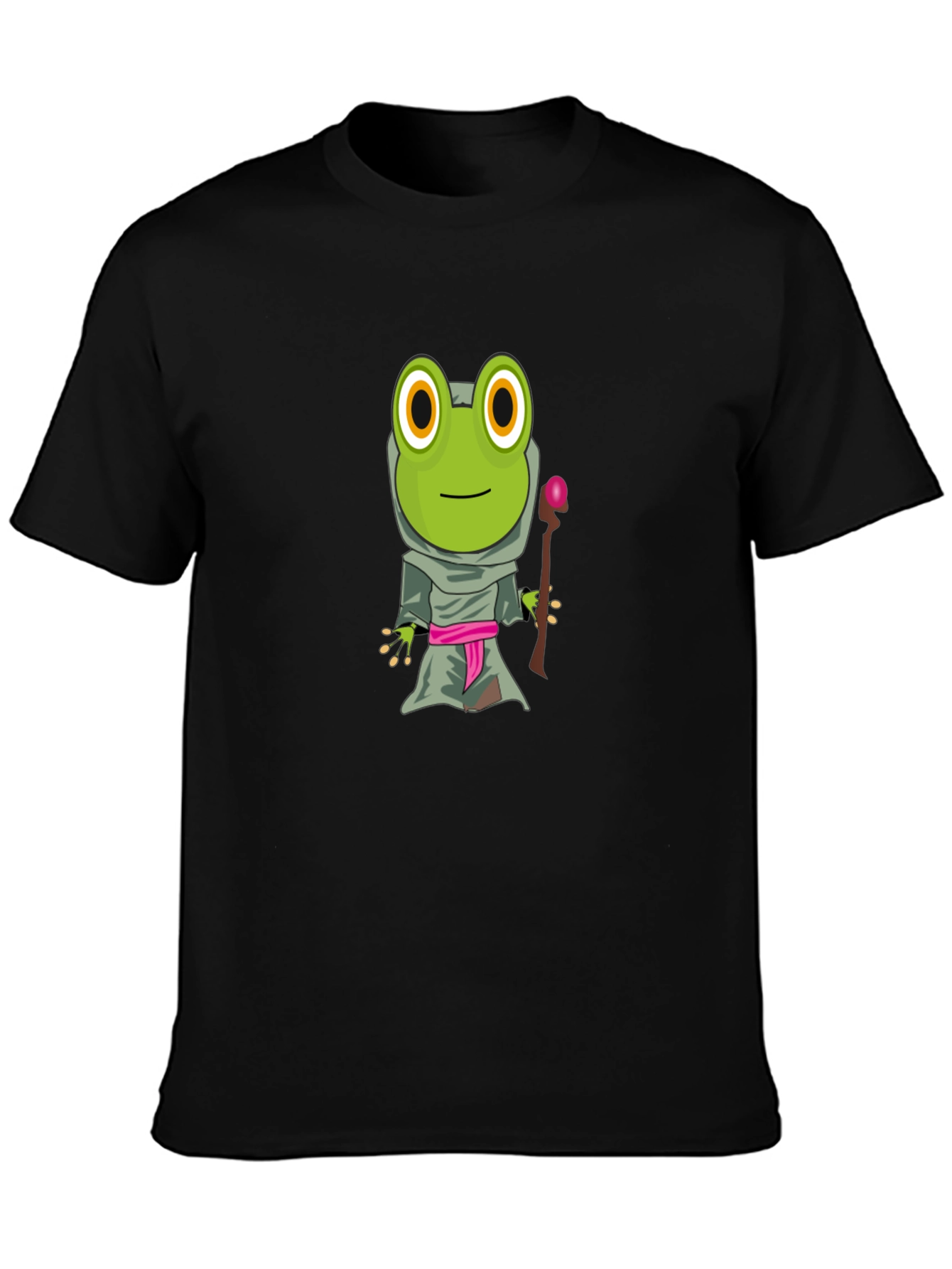 Frog Wizard Graphic Tee - Black Cotton T-Shirt