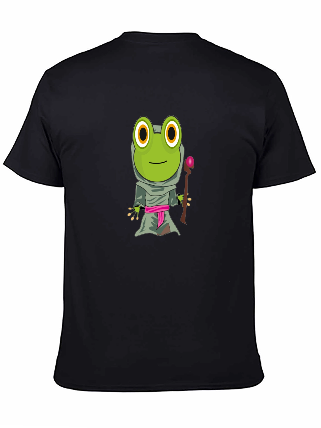 Frog Wizard Graphic Tee - Black Cotton T-Shirt