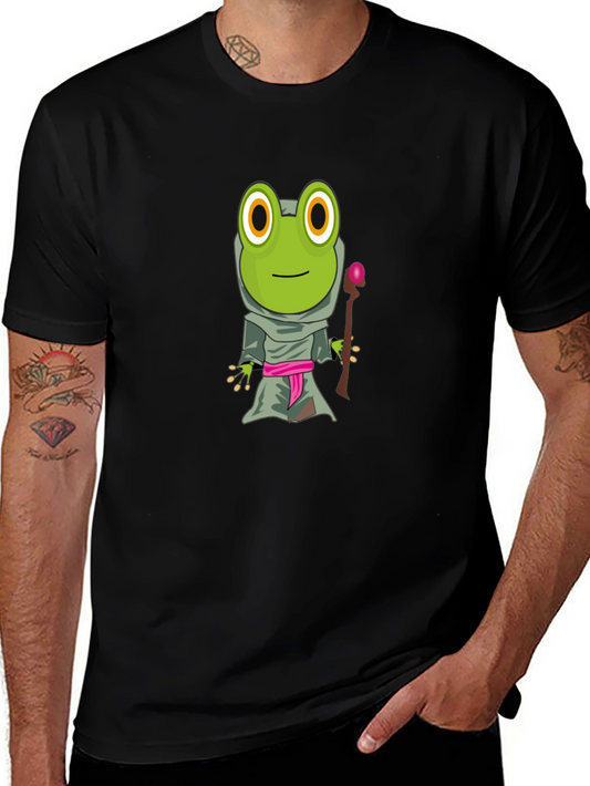 Frog Wizard Graphic Tee - Black Cotton T-Shirt