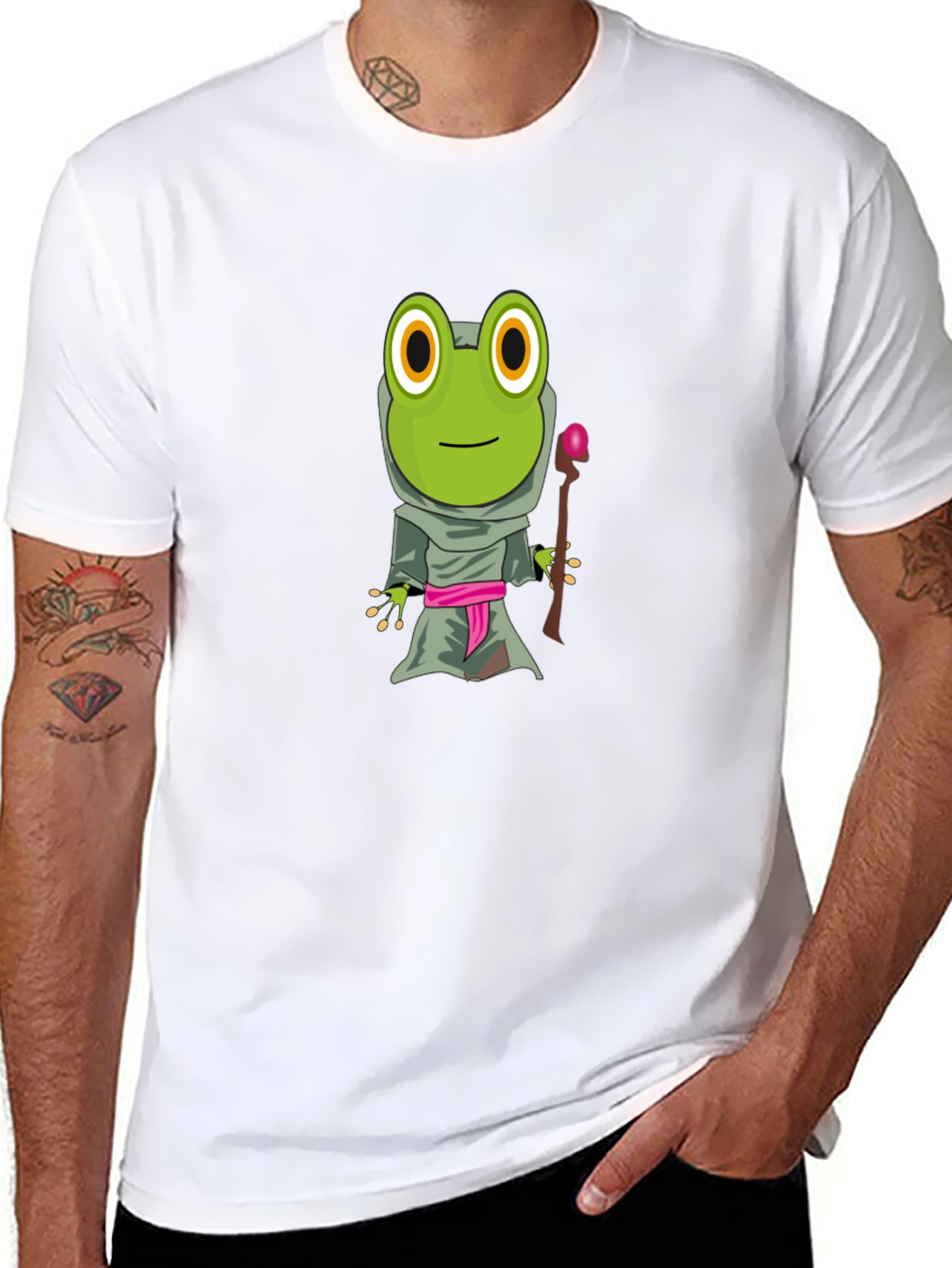 Frog Wizard Graphic Tee - Black Cotton T-Shirt