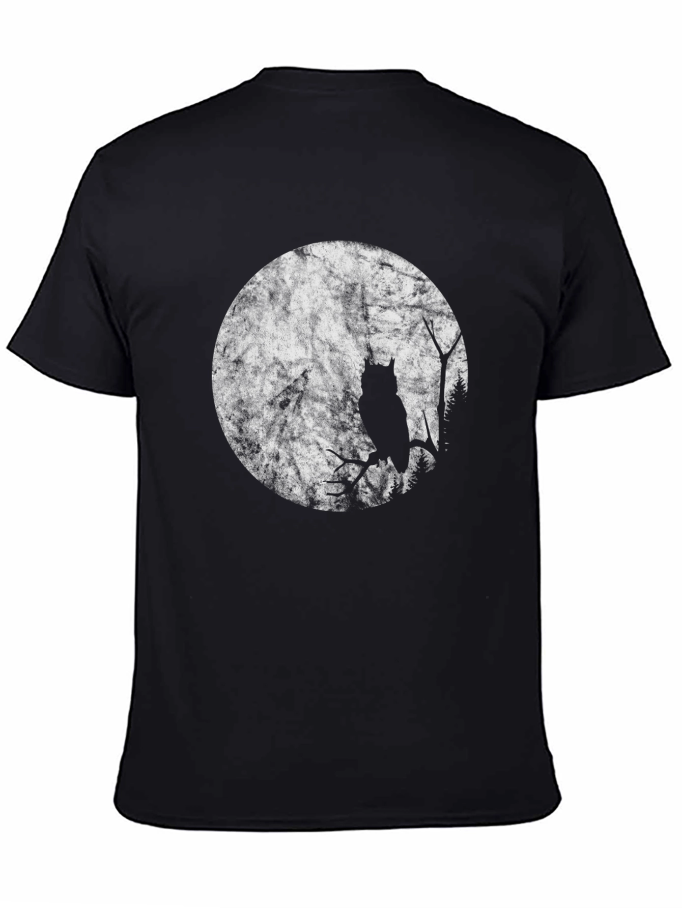 Owl Moon Graphic T-Shirt - Black Cotton Tee