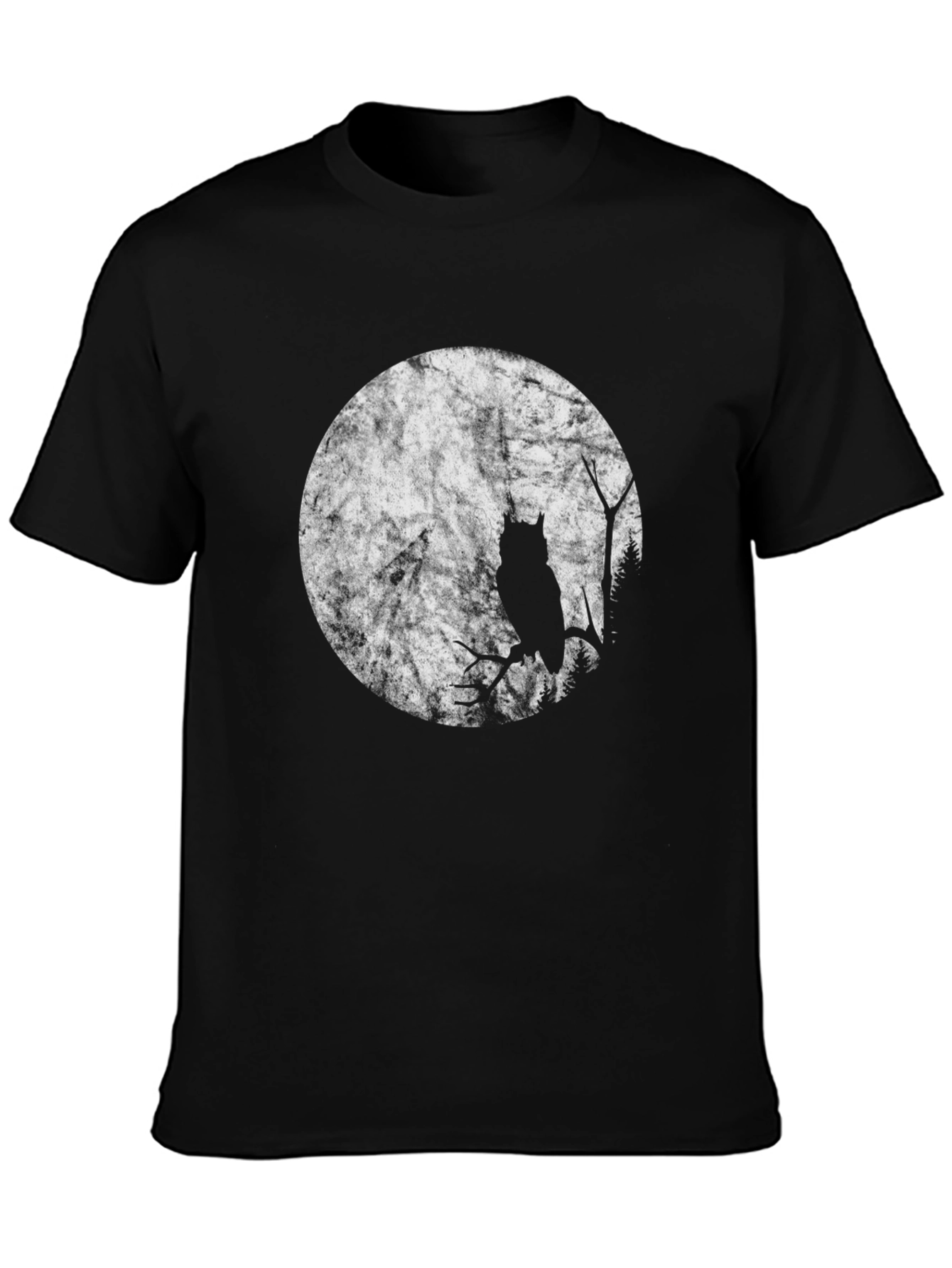 Owl Moon Graphic T-Shirt - Black Cotton Tee