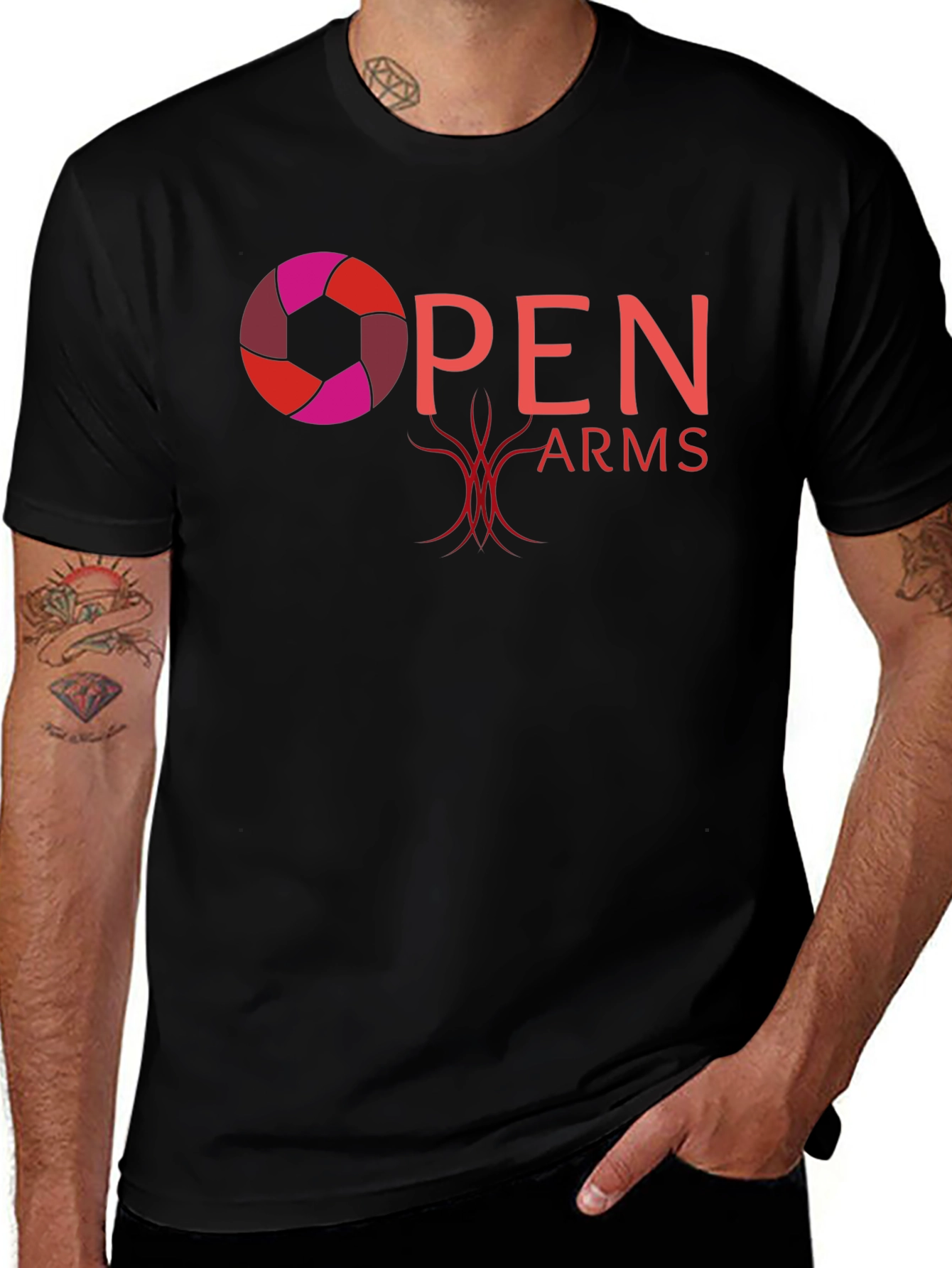 Open Arms Graphic T-Shirt - Black