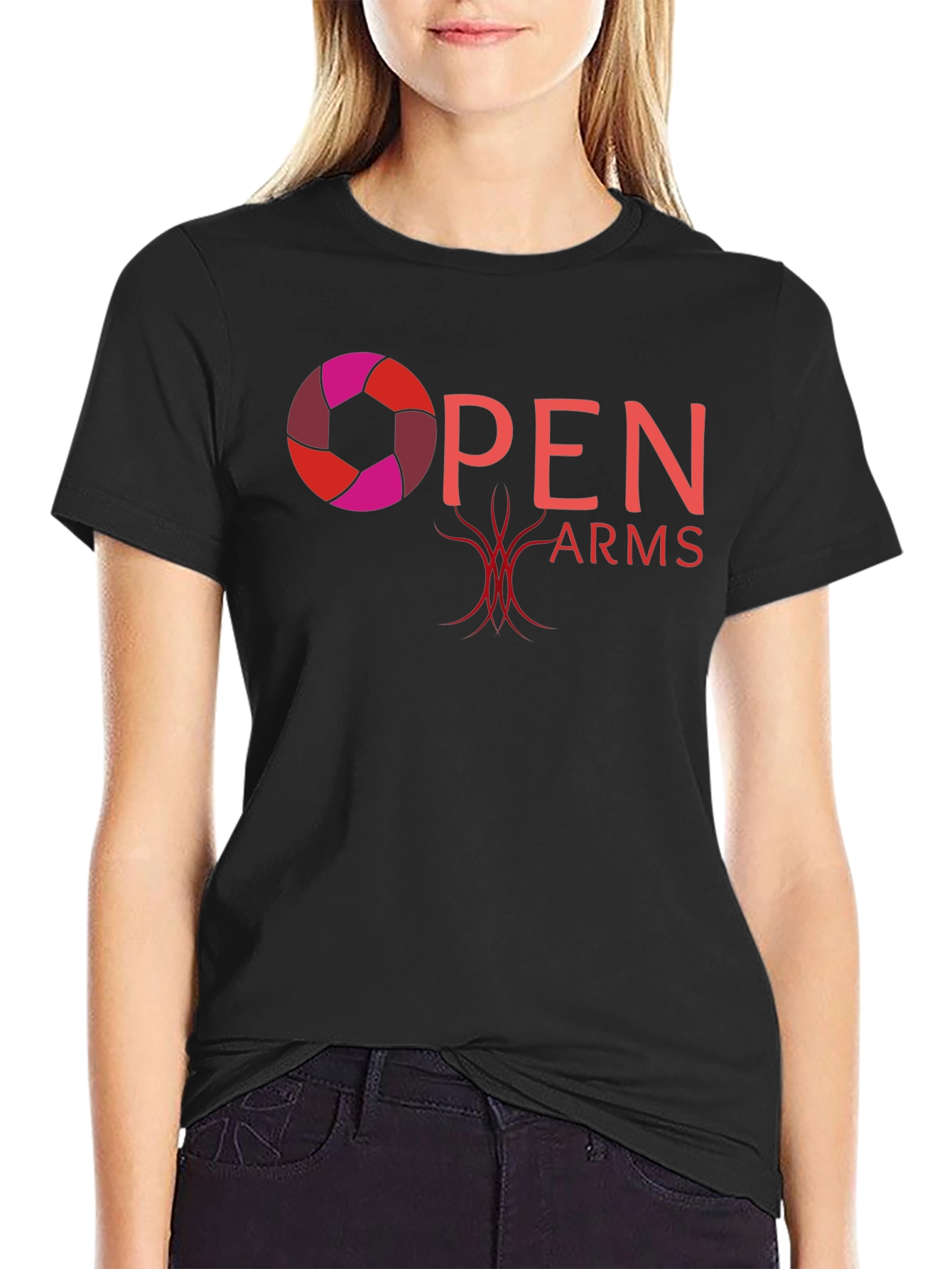 Open Arms Graphic T-Shirt - Black