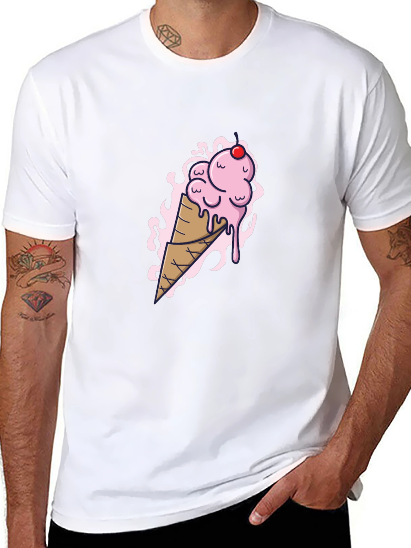 Ice Cream Cone Graphic Tee - Black