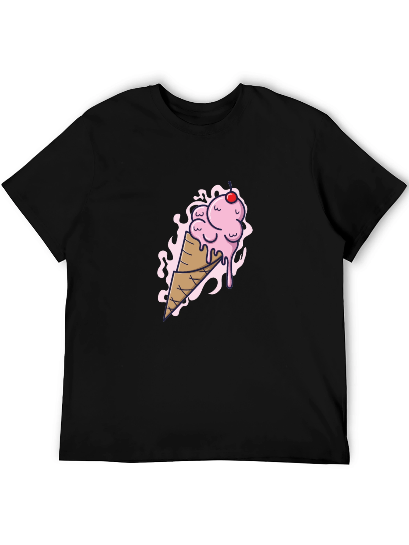 Ice Cream Cone Graphic Tee - Black
