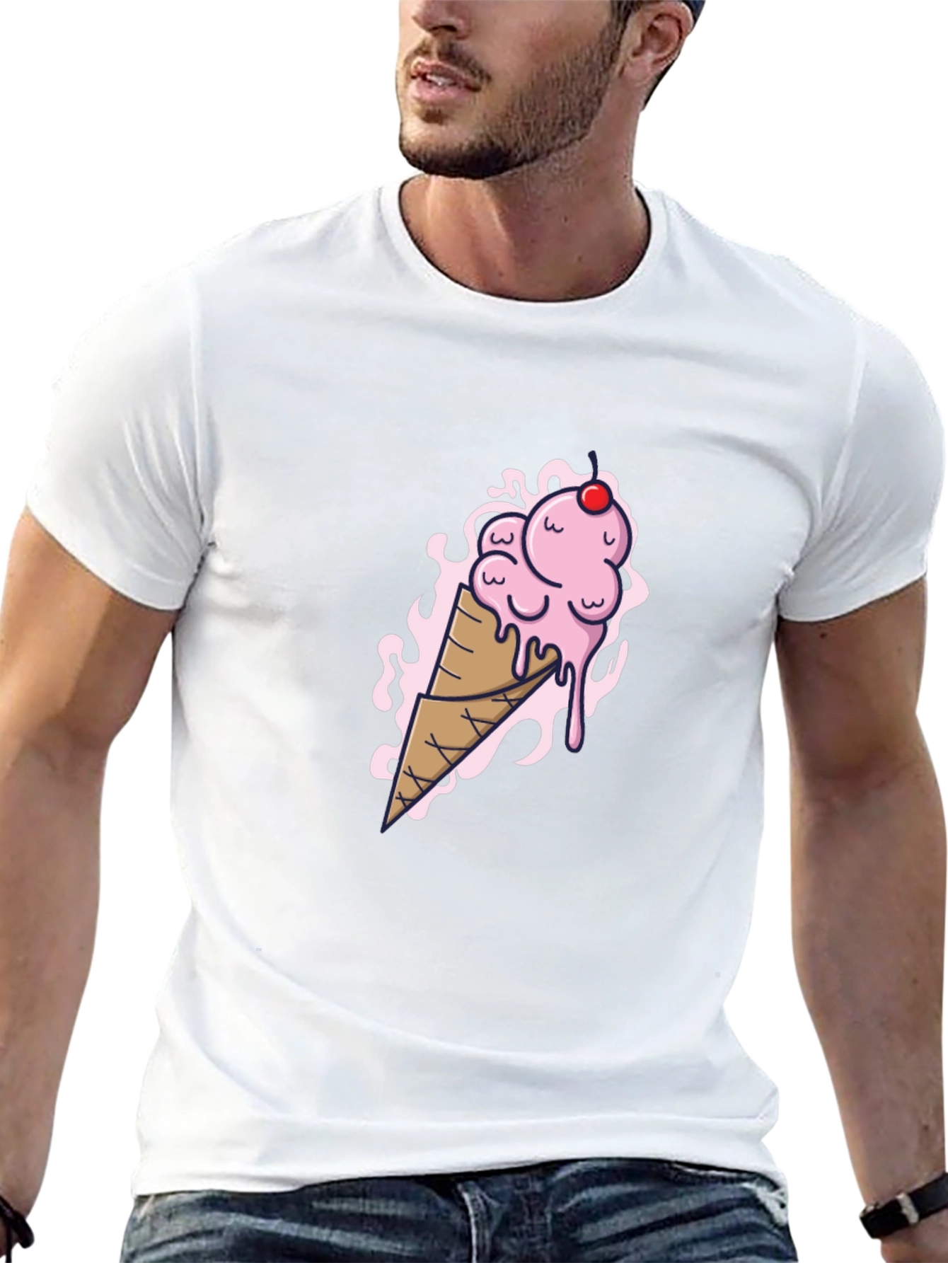 Ice Cream Cone Graphic Tee - Black