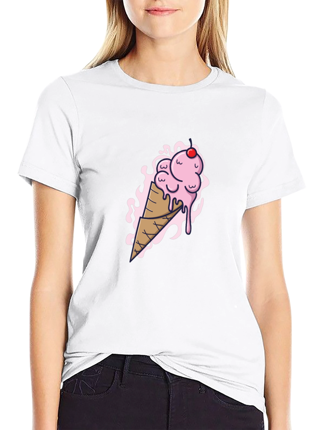 Ice Cream Cone Graphic Tee - Black