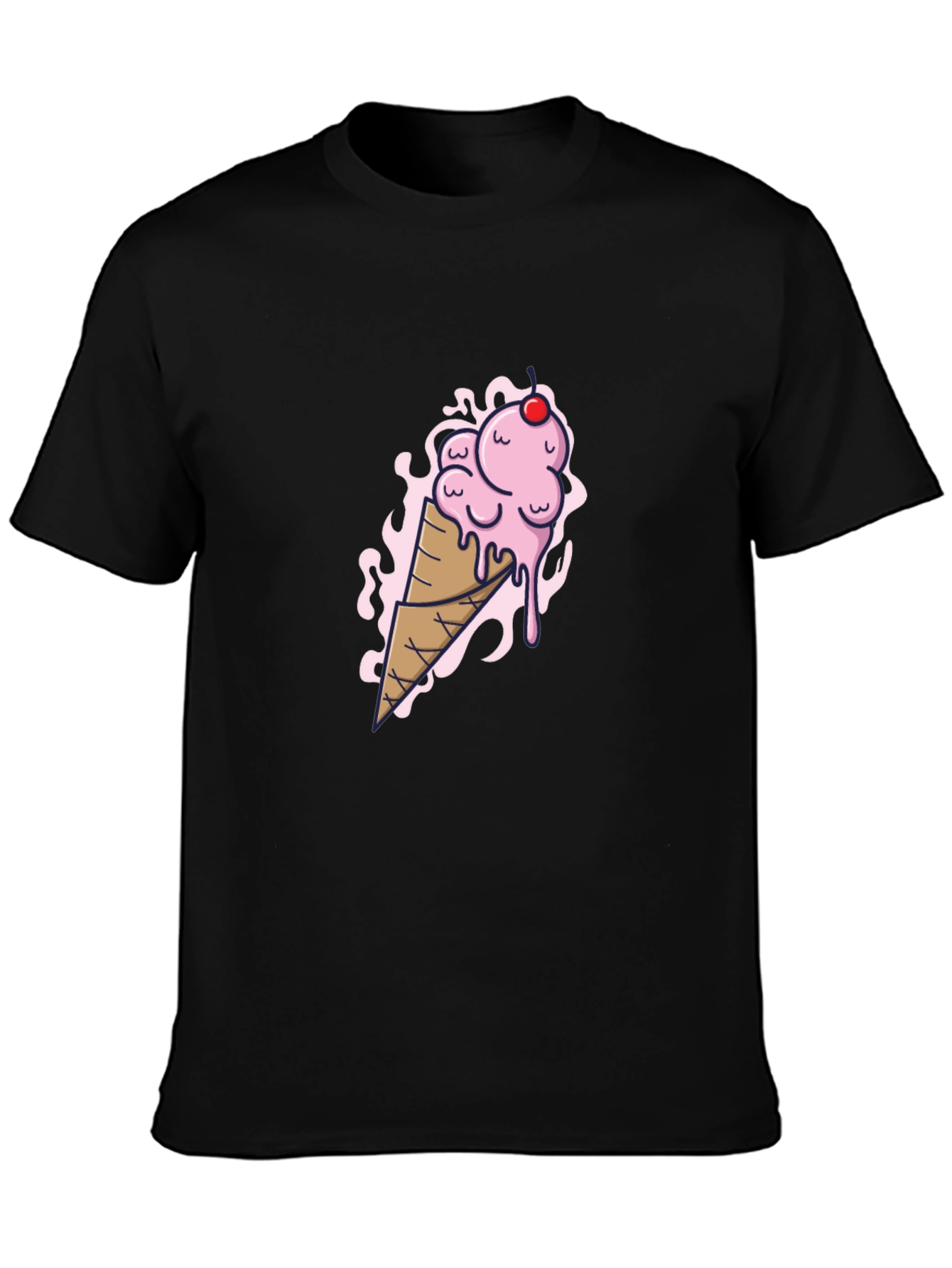 Ice Cream Cone Graphic Tee - Black