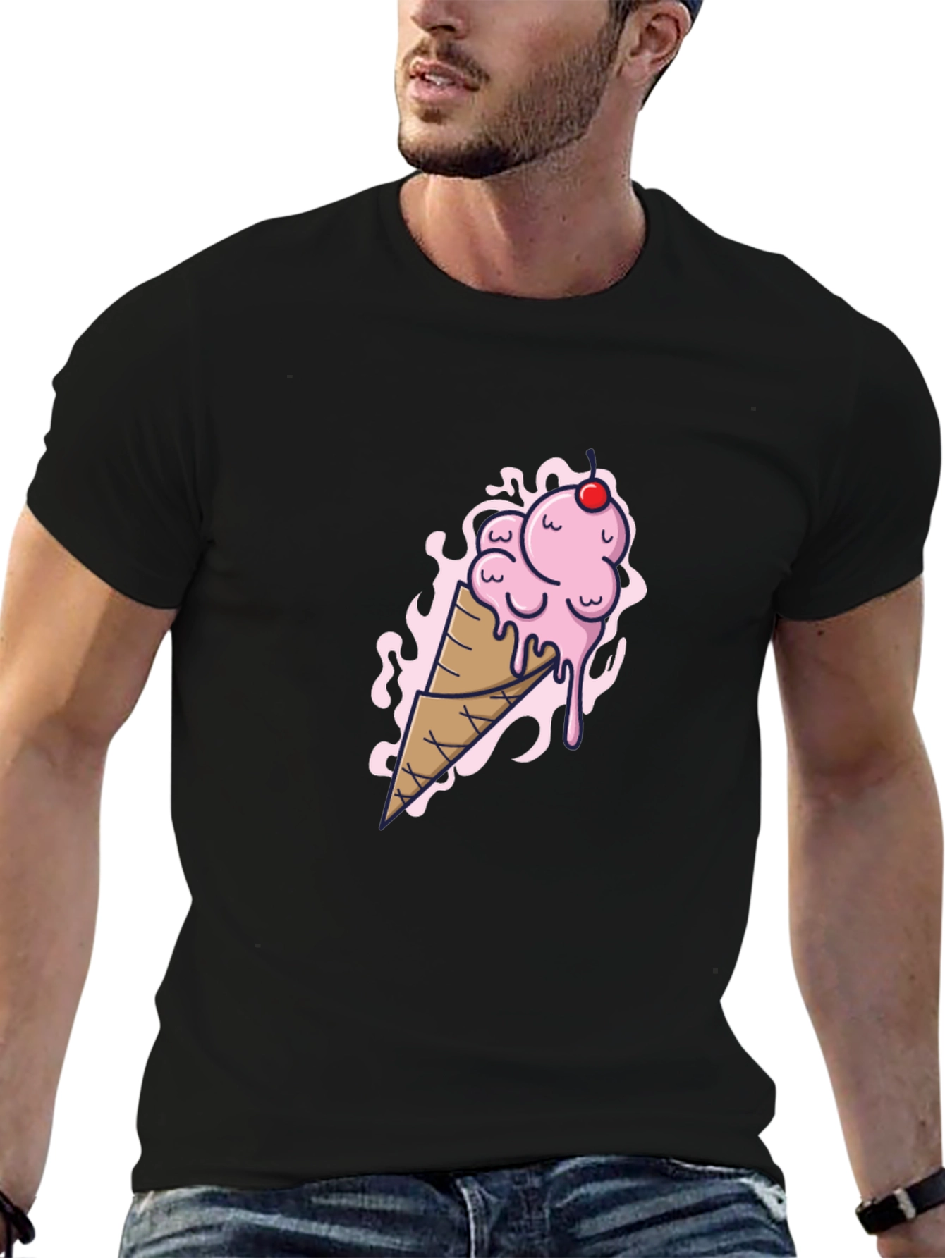 Ice Cream Cone Graphic Tee - Black