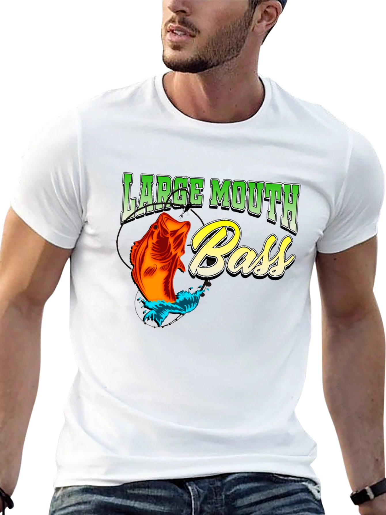 Large Mouth Bass Fishing Graphic T-Shirt