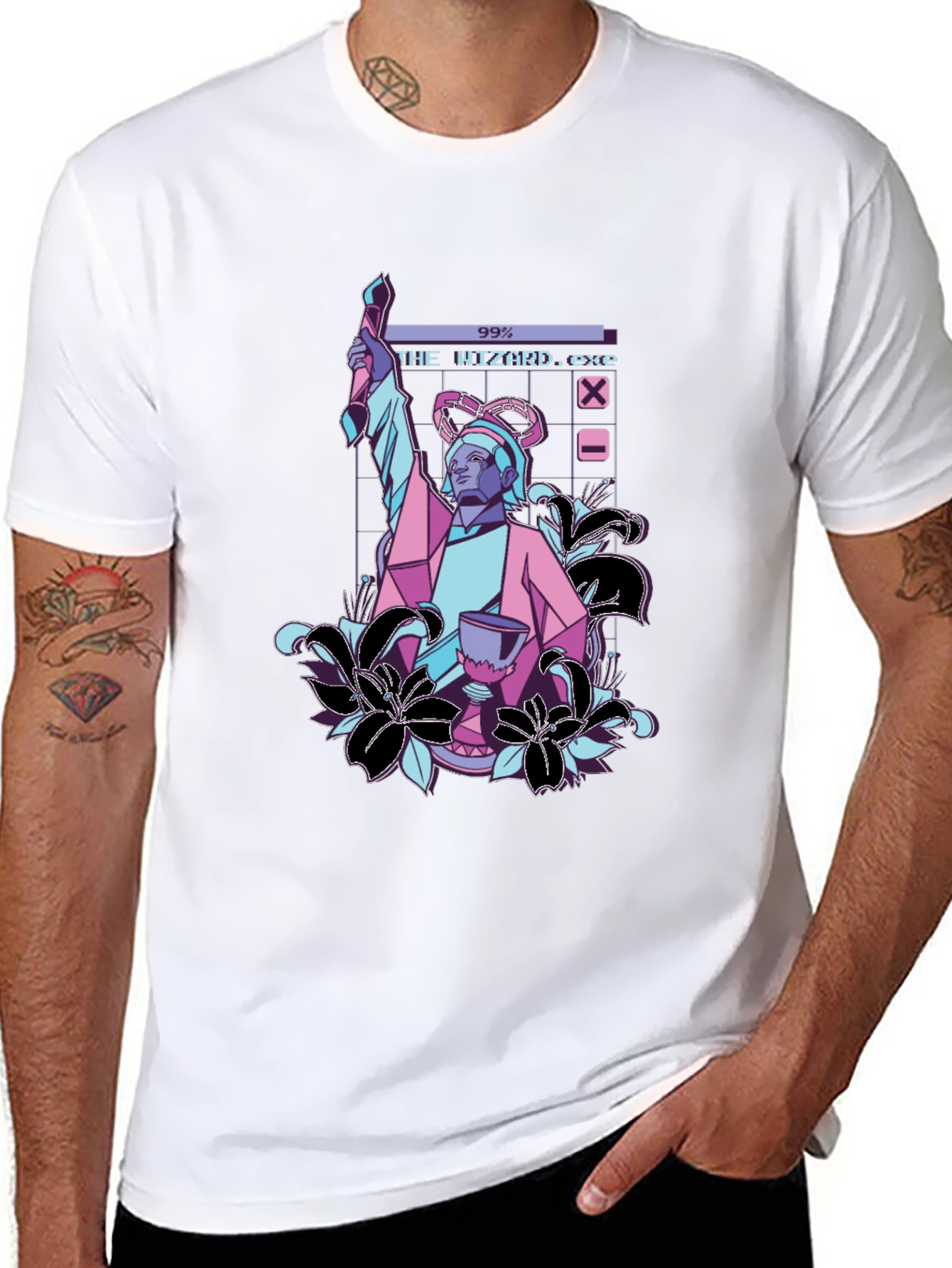 The Wizard .exe T-Shirt - Retro Vaporwave Design