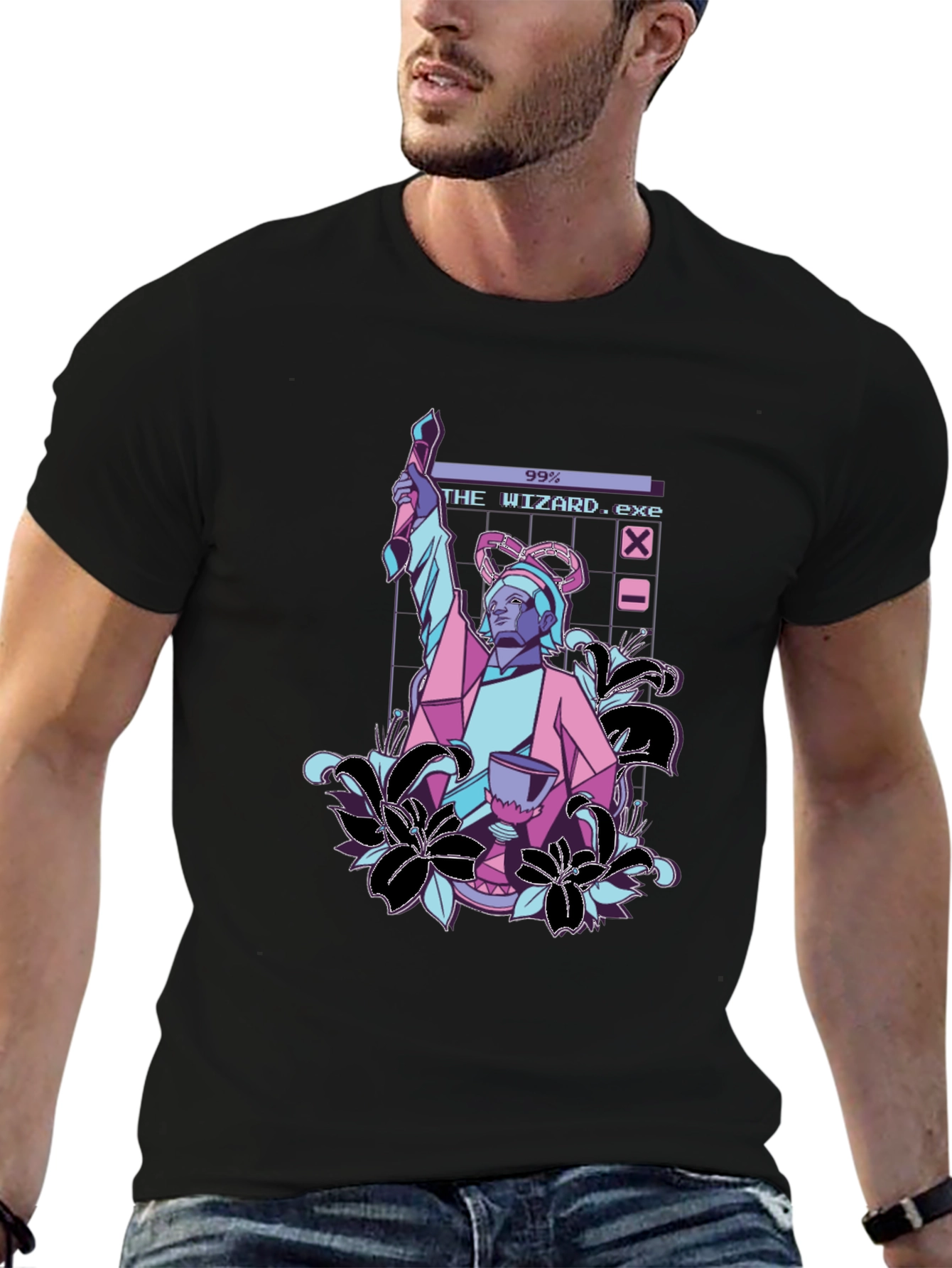 The Wizard .exe T-Shirt - Retro Vaporwave Design