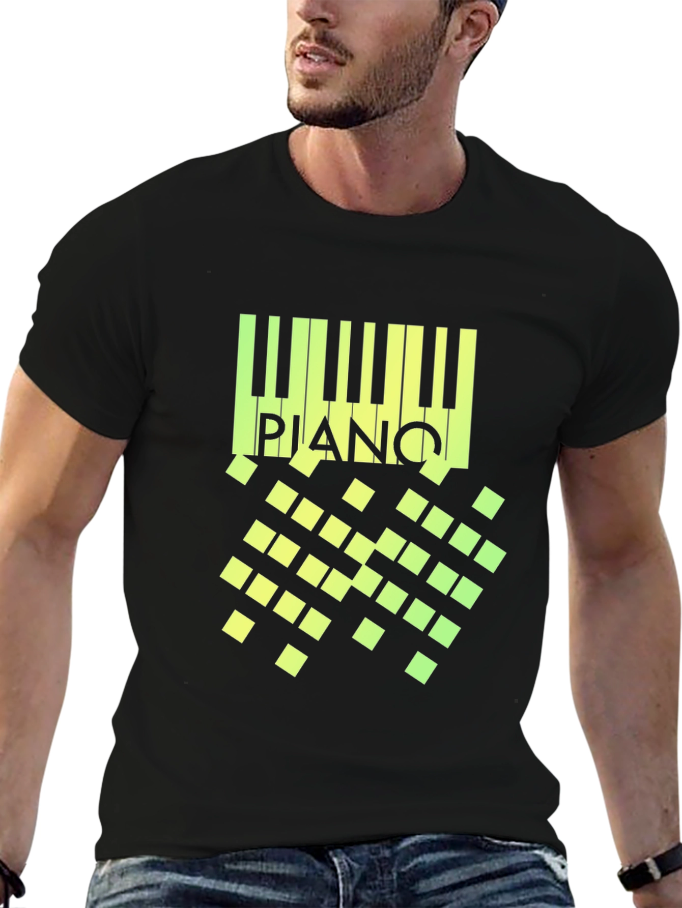 Piano Keys Graphic Black T-Shirt